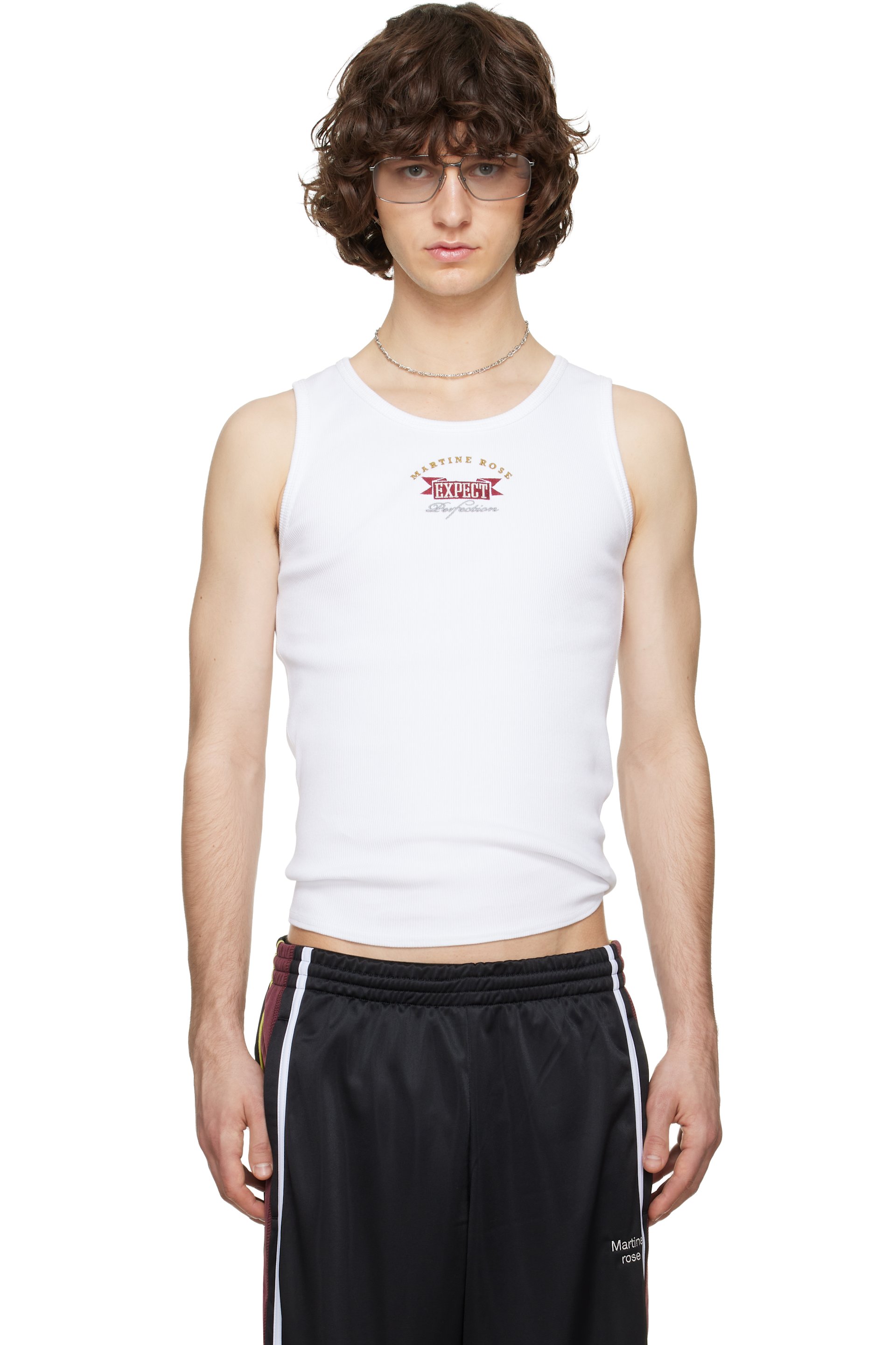 Martine Rose - White Embroidered-Logo Tank Top