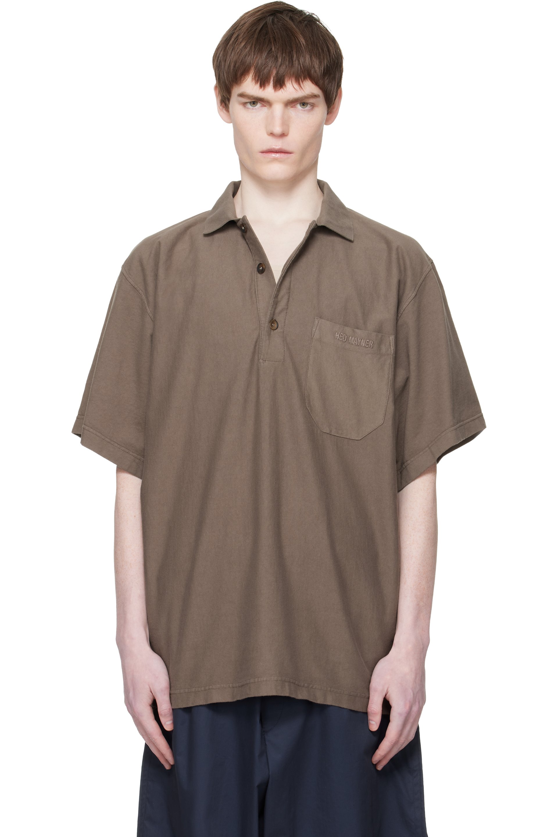 Hed Mayner - Polo teint en plongée taupe