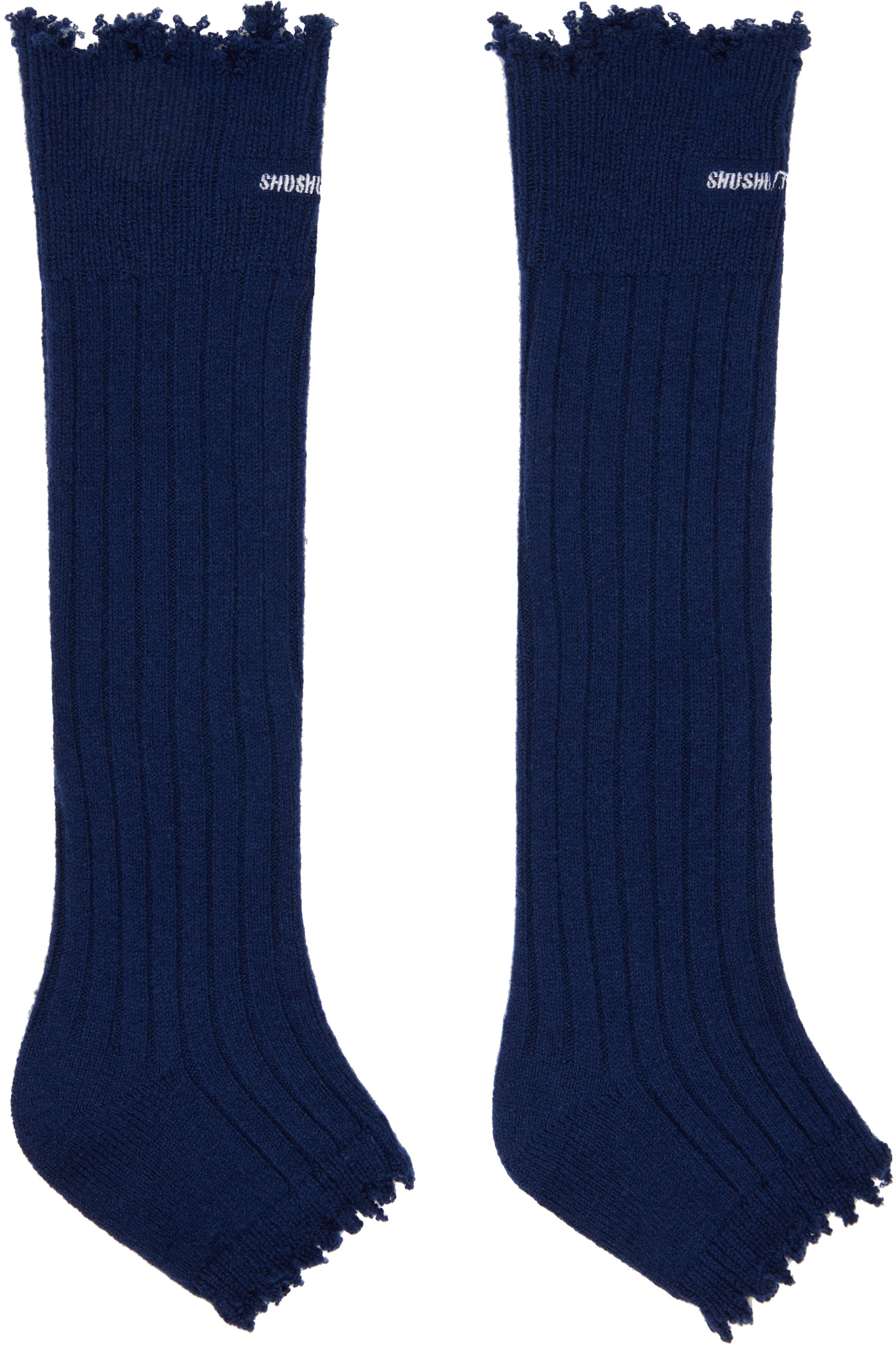 SHUSHU/TONG - Navy Embroidered Logo Sandal Socks