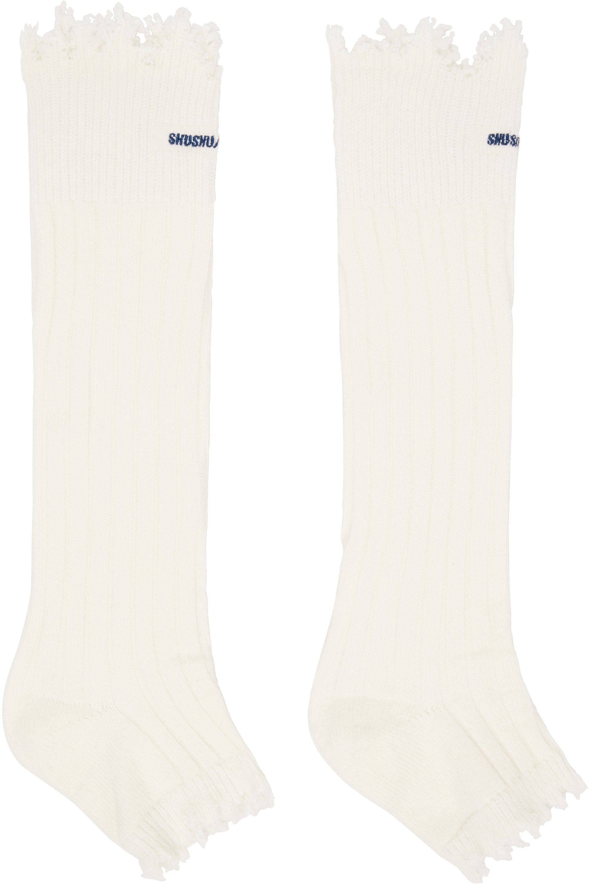 SHUSHU/TONG - White Embroidered Logo Sandal Socks