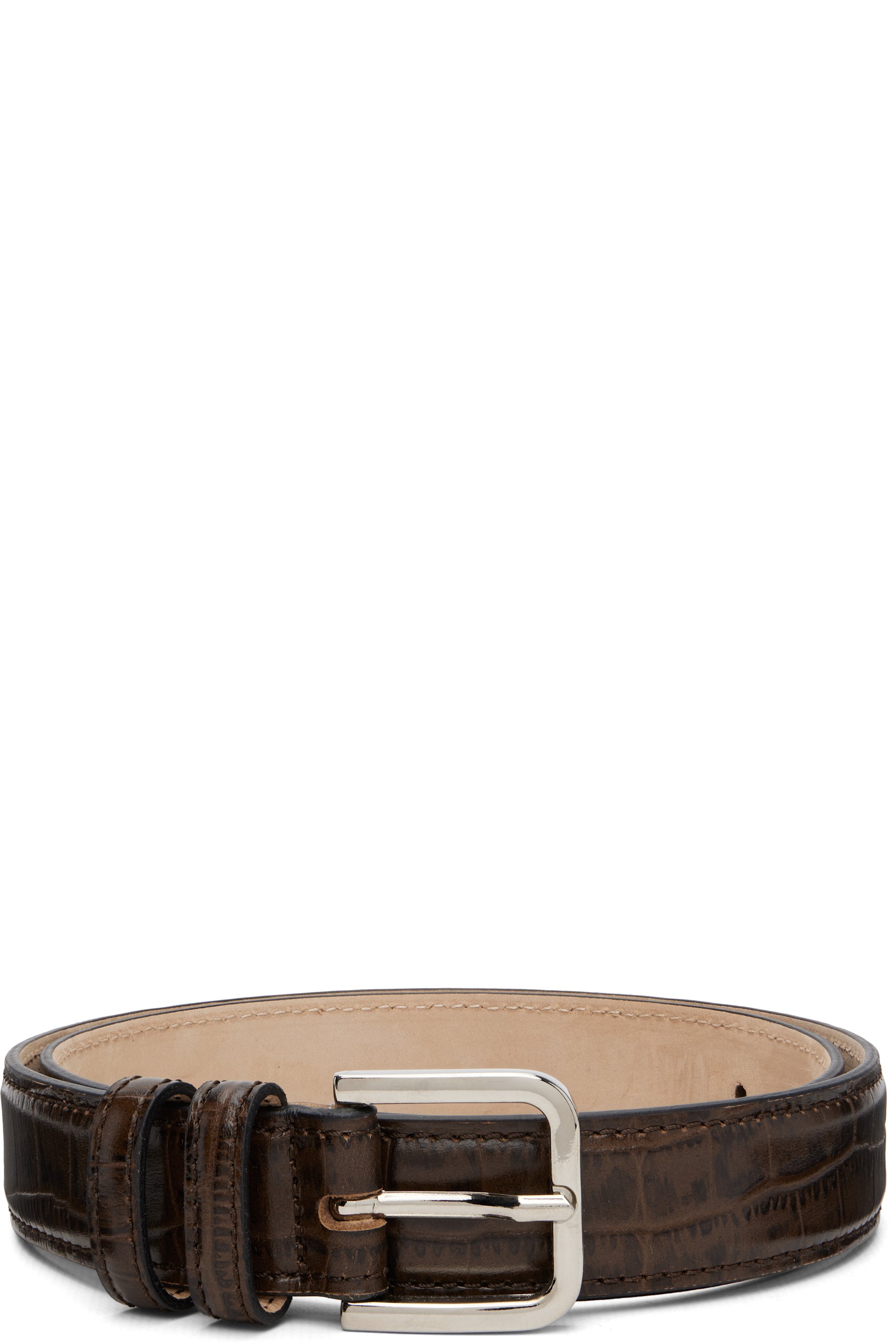 CORDERA - Ceinture brune en cuir gaufré façon croco