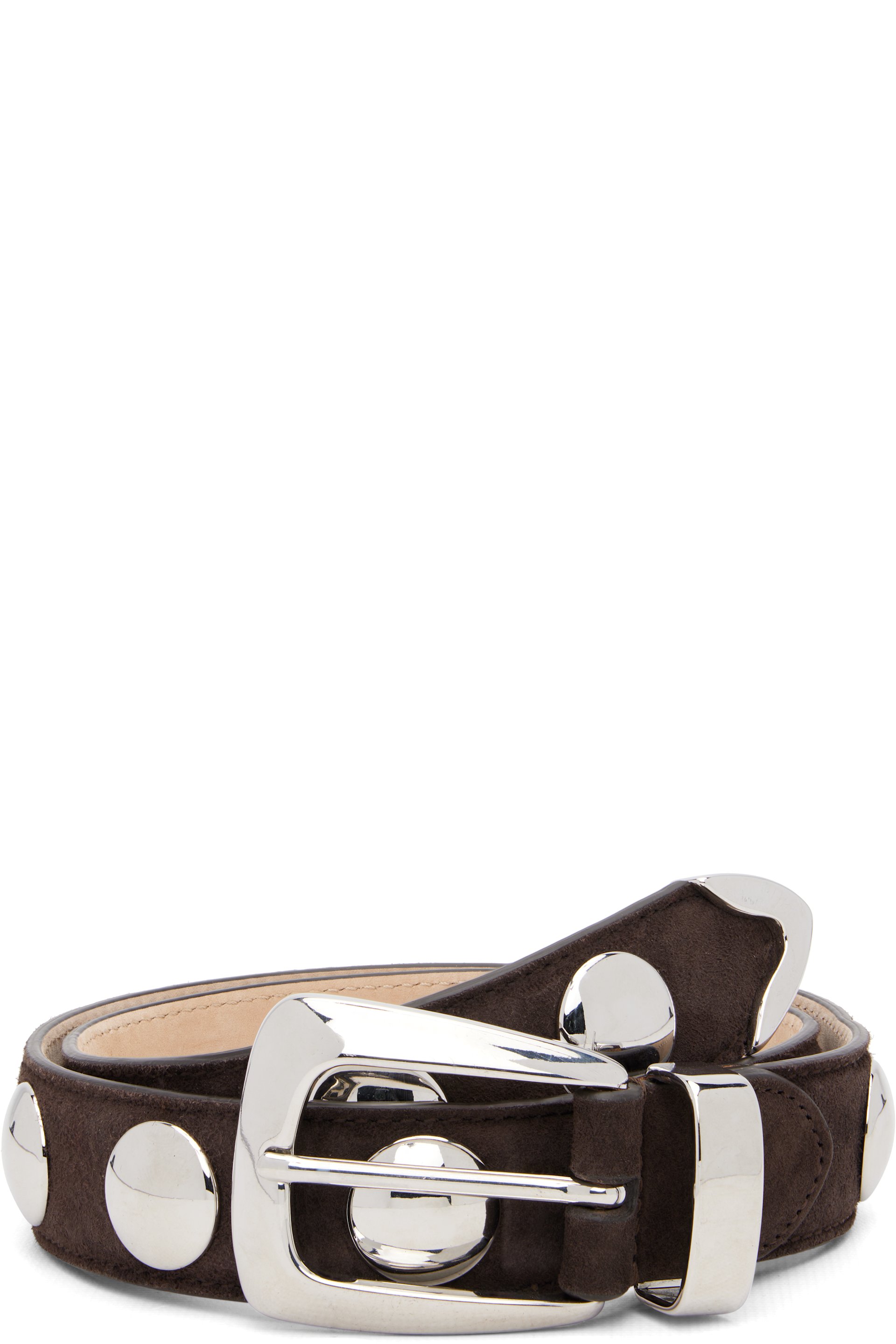 KHAITE - Ceinture Benny brun à clous