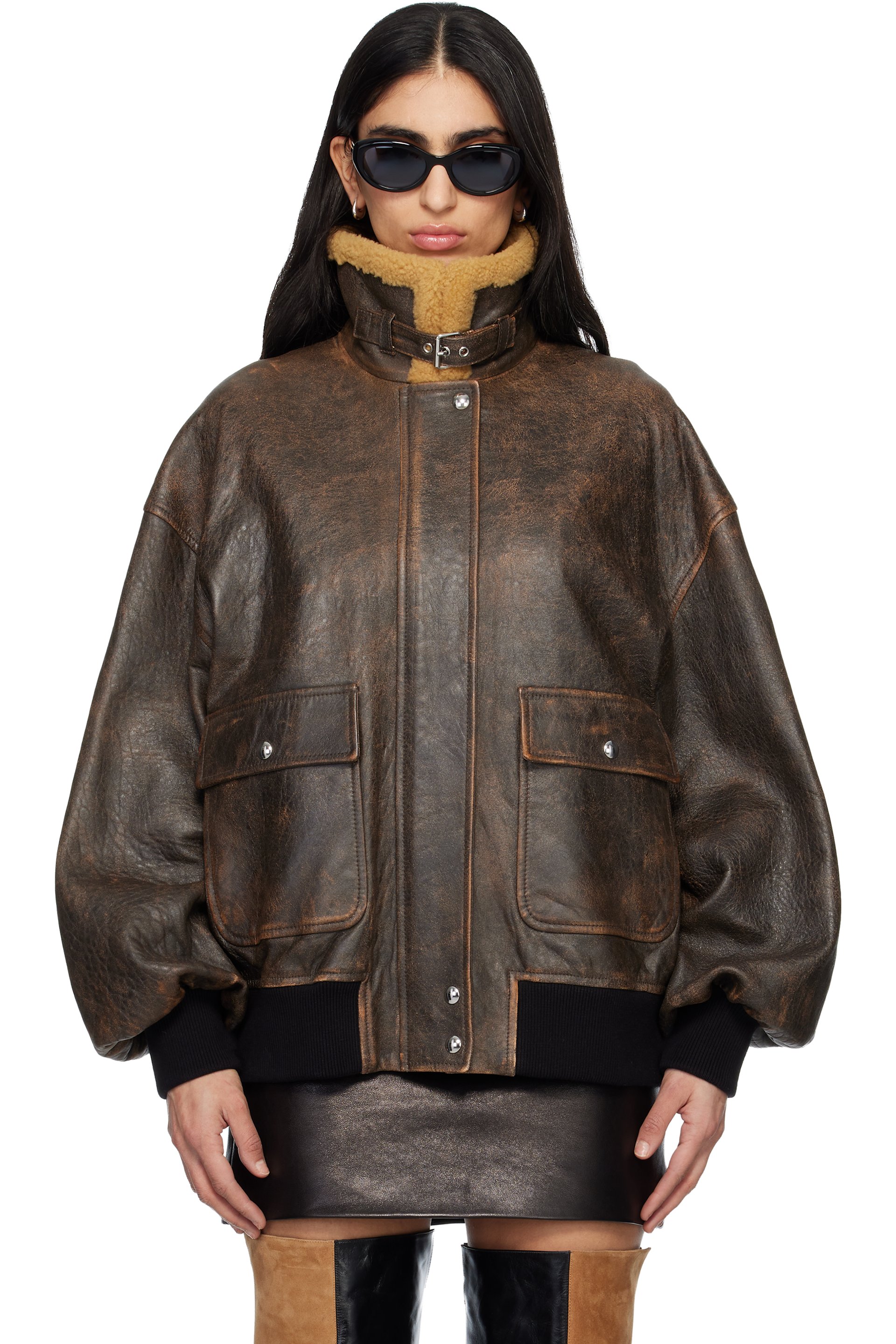 KHAITE - Brown Sandor Leather Jacket