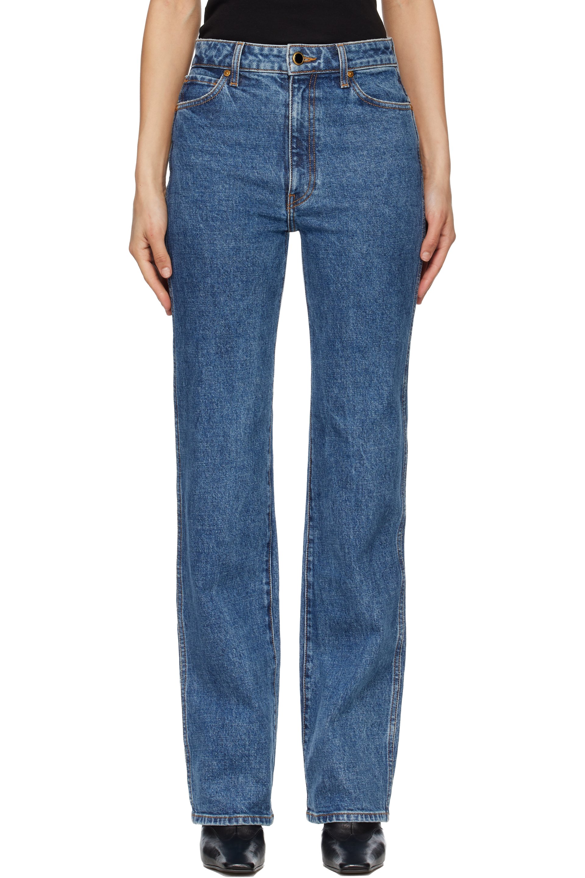 KHAITE - Jean Danielle bleu en denim extensible