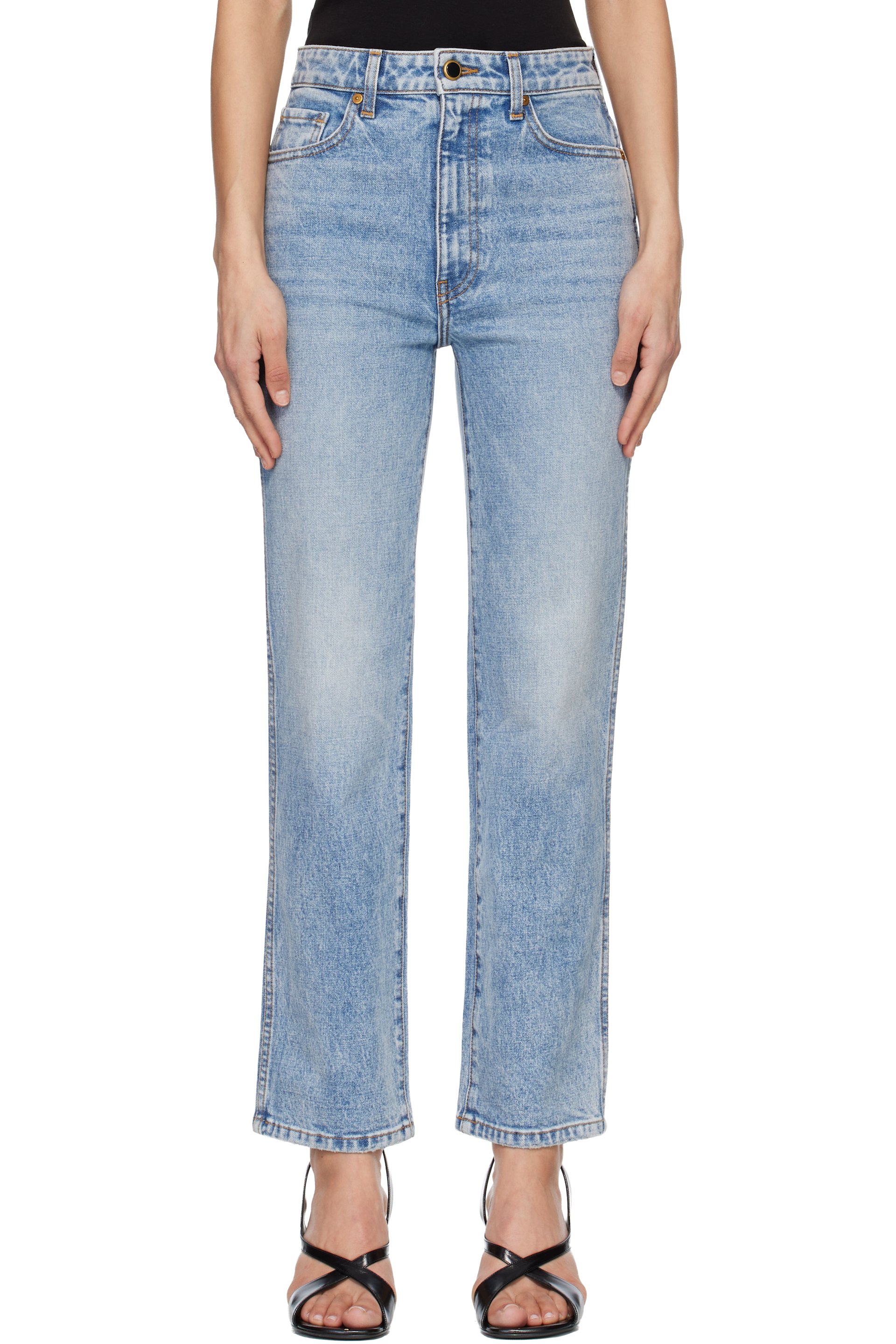 KHAITE - Jean Abigail bleu en denim extensible