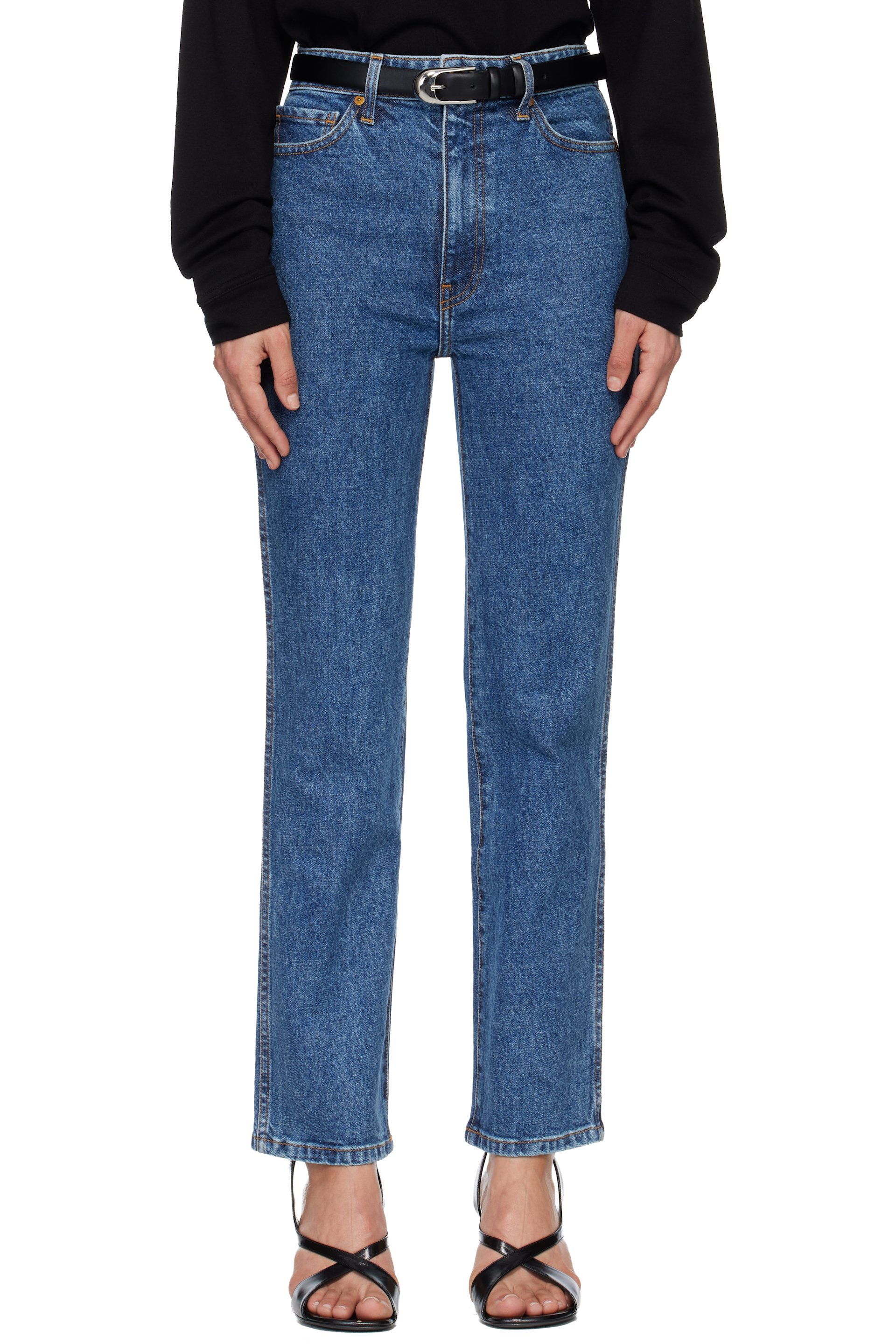 KHAITE - Jean Abigail bleu en denim extensible