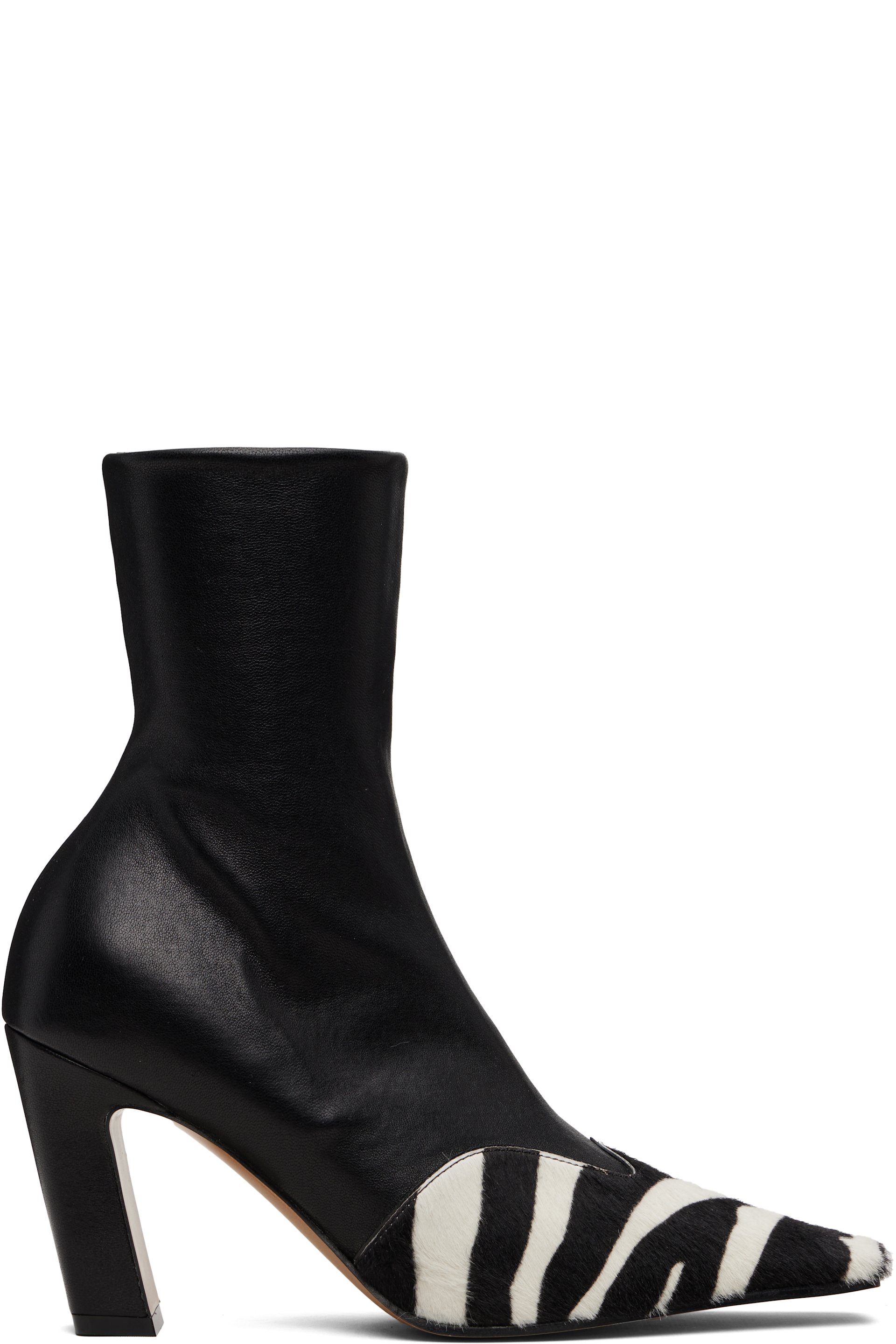 KHAITE - Bottes hauteur mi-mollet Nevada noir et blanc en cuir extensible