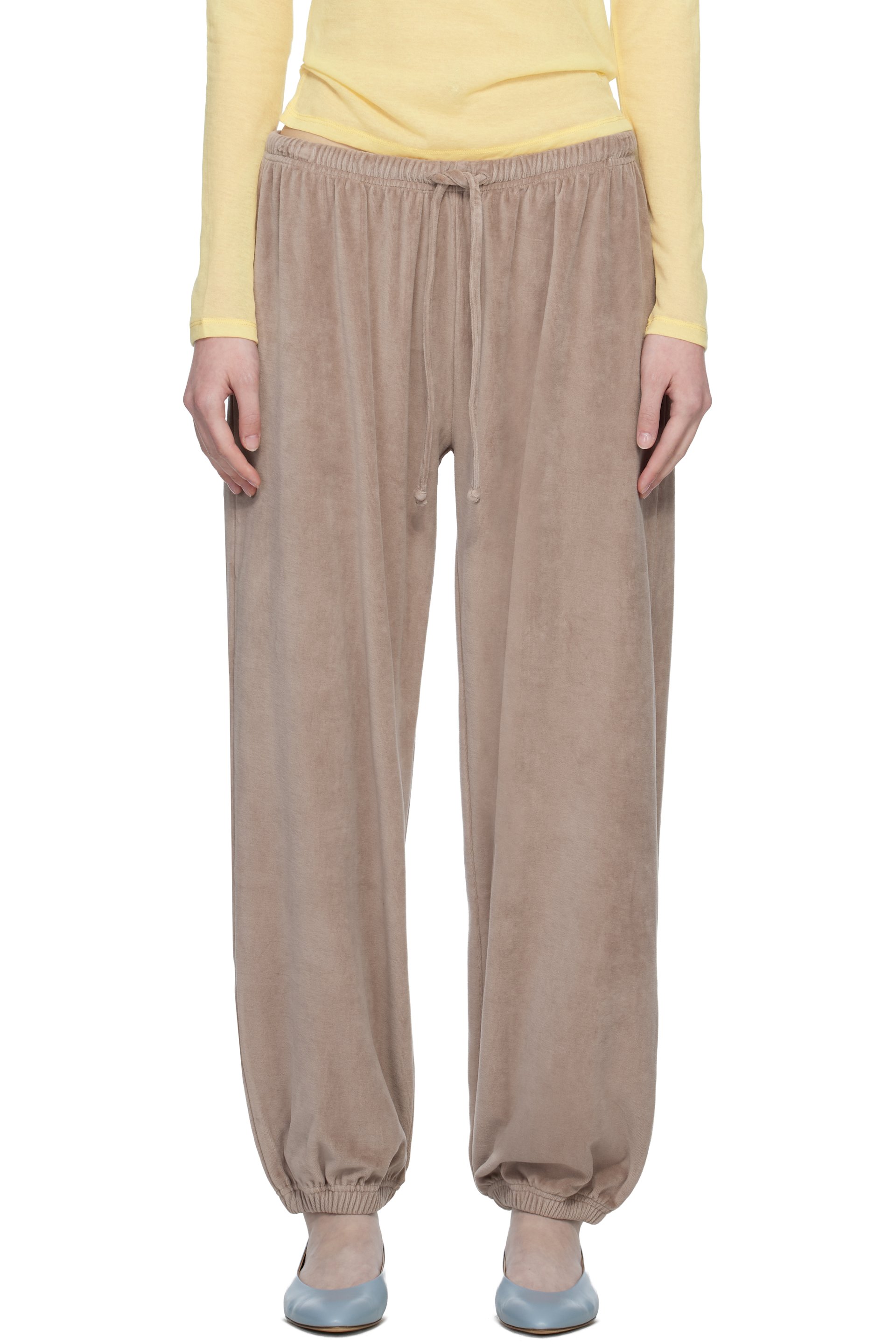 Baserange - Pantalon de survêtement Pillow taupe en velventine