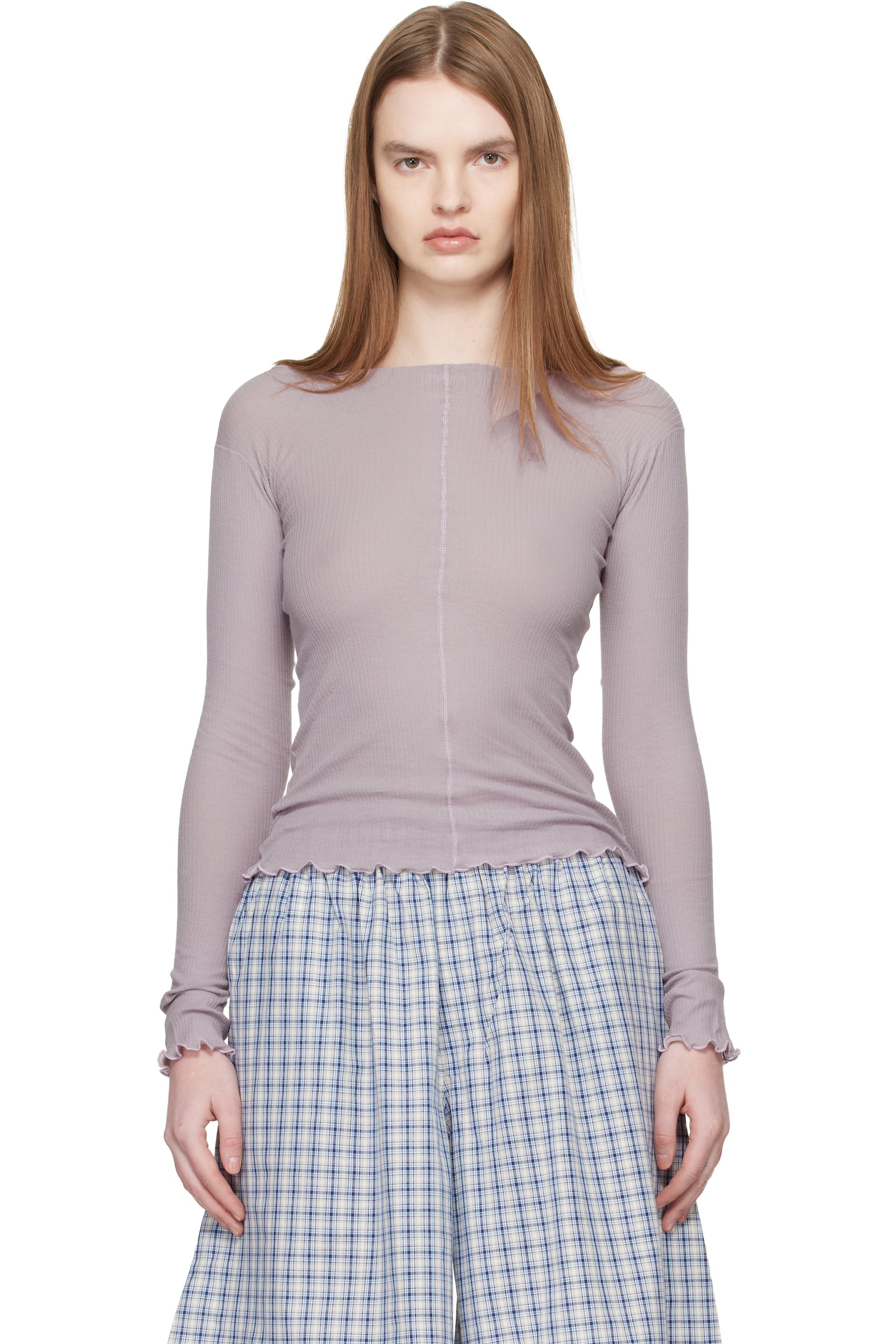 BASERANGE　OMOLONGSLEEVE T-SHIRTS SHINY Baserange Omo Tee Shirt in Zinn Blue Curated at Jake and Jones