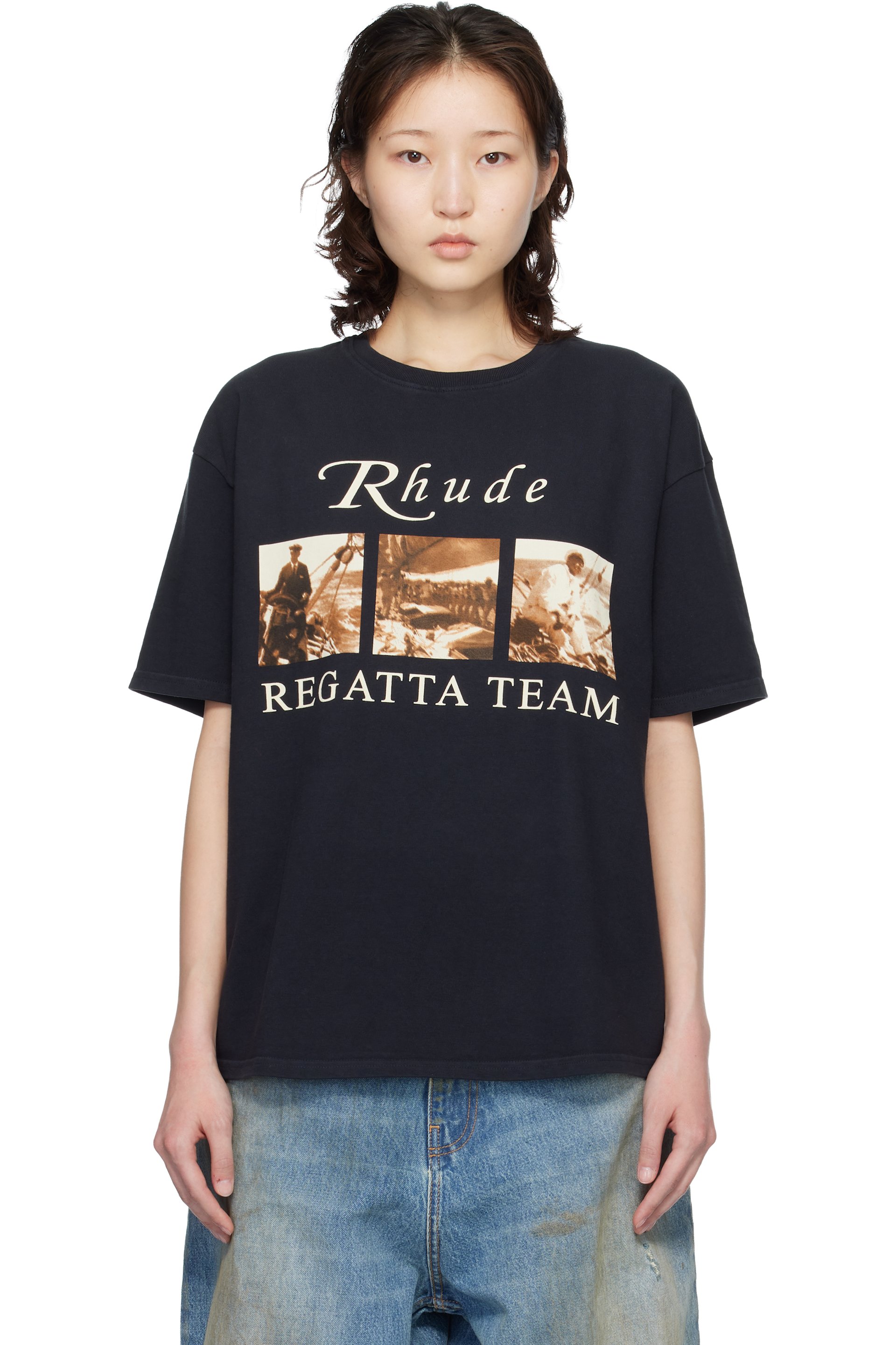 Rhude - T-shirt noir à imprimés USVI Regatta Tour
