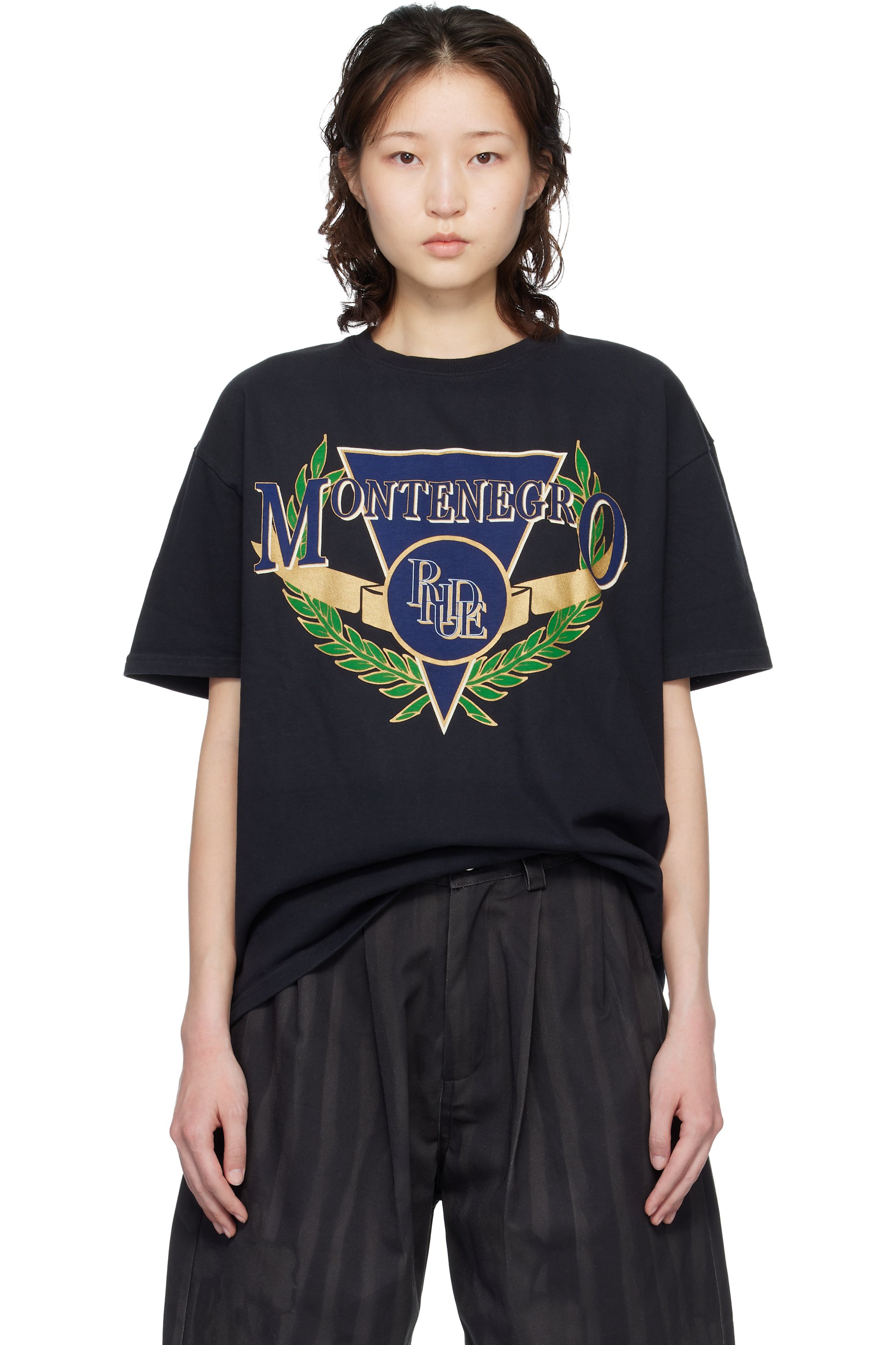 Rhude - T-shirt noir à image à logo