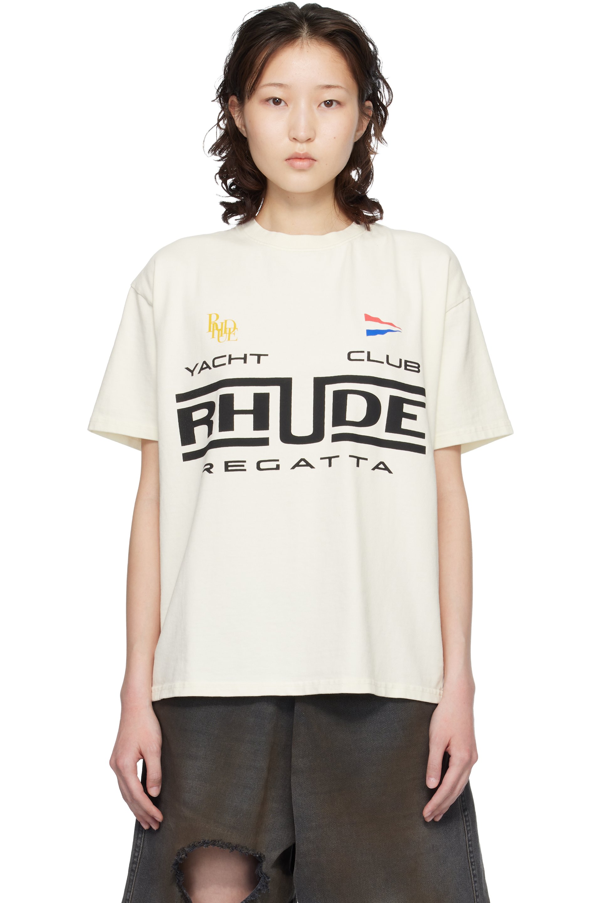 Rhude - T-shirt 'Rhude Regetta Club' blanc cassé