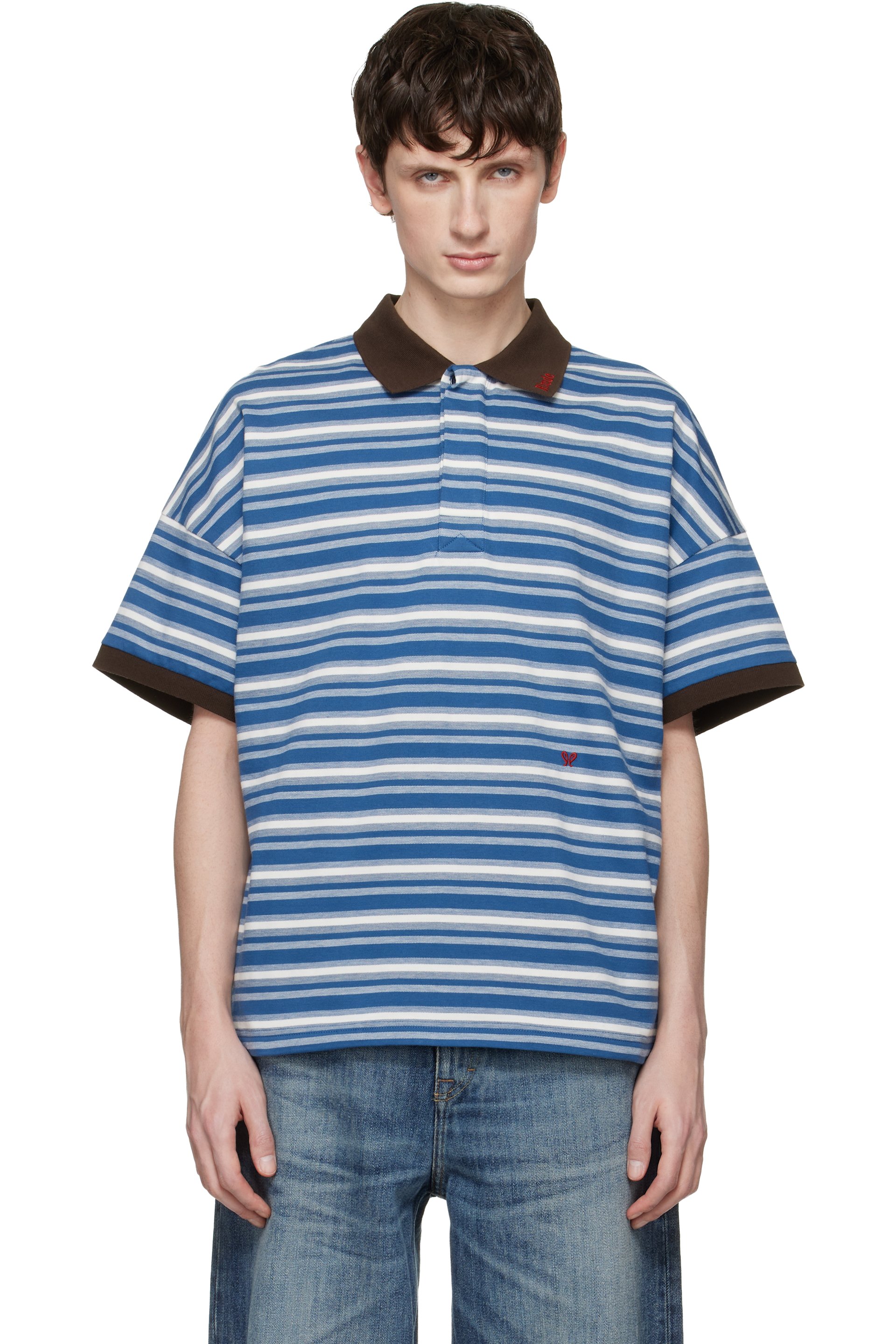 Rhude - Blue Fontaine Striped SS Polo