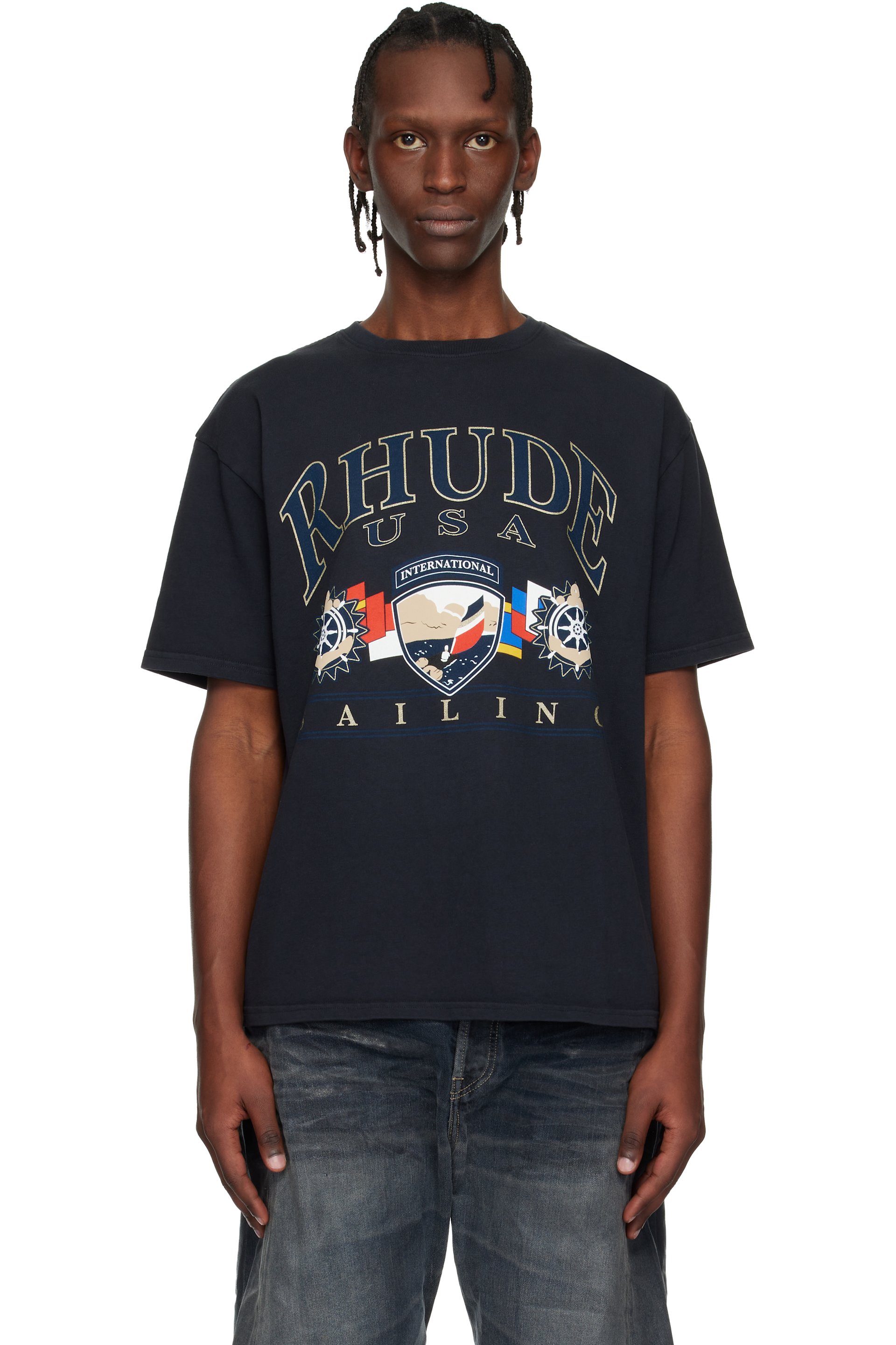 Rhude - Black USA Sailing Icon T-shirt