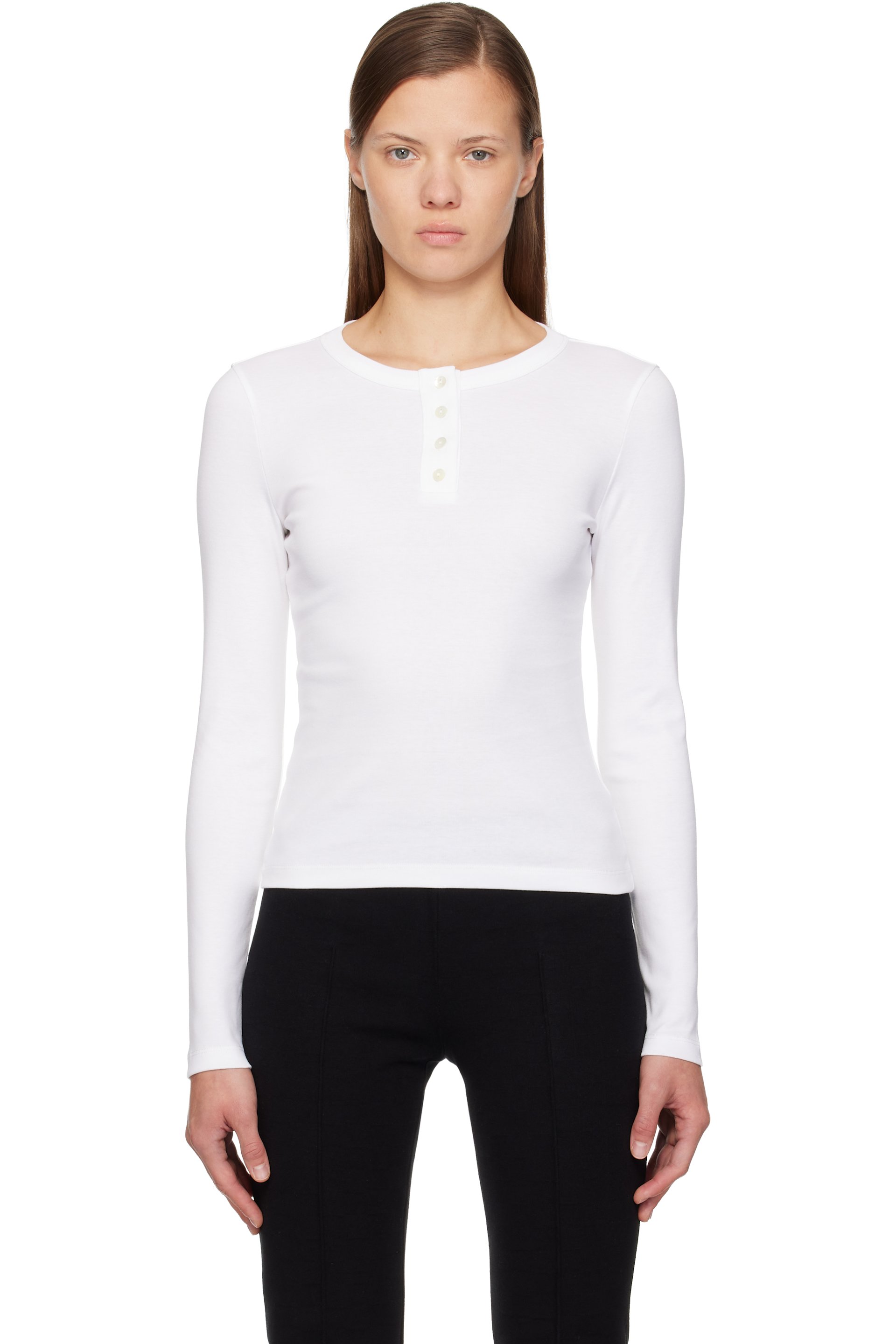 FLORE FLORE - Henley à manches longues Jess blanc