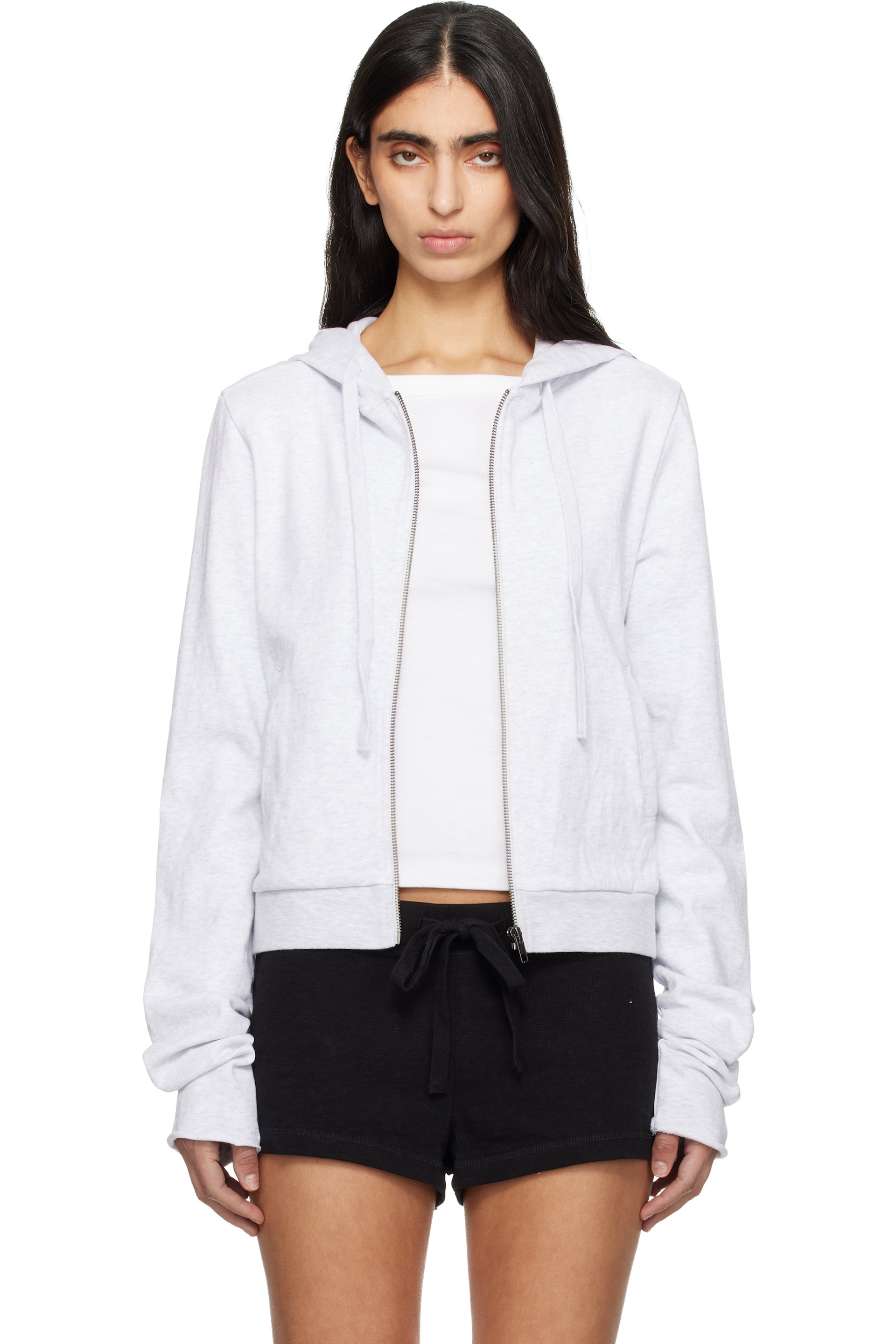 Entire Studios - 灰色 Lightweight Cropped Zip Up 连帽衫