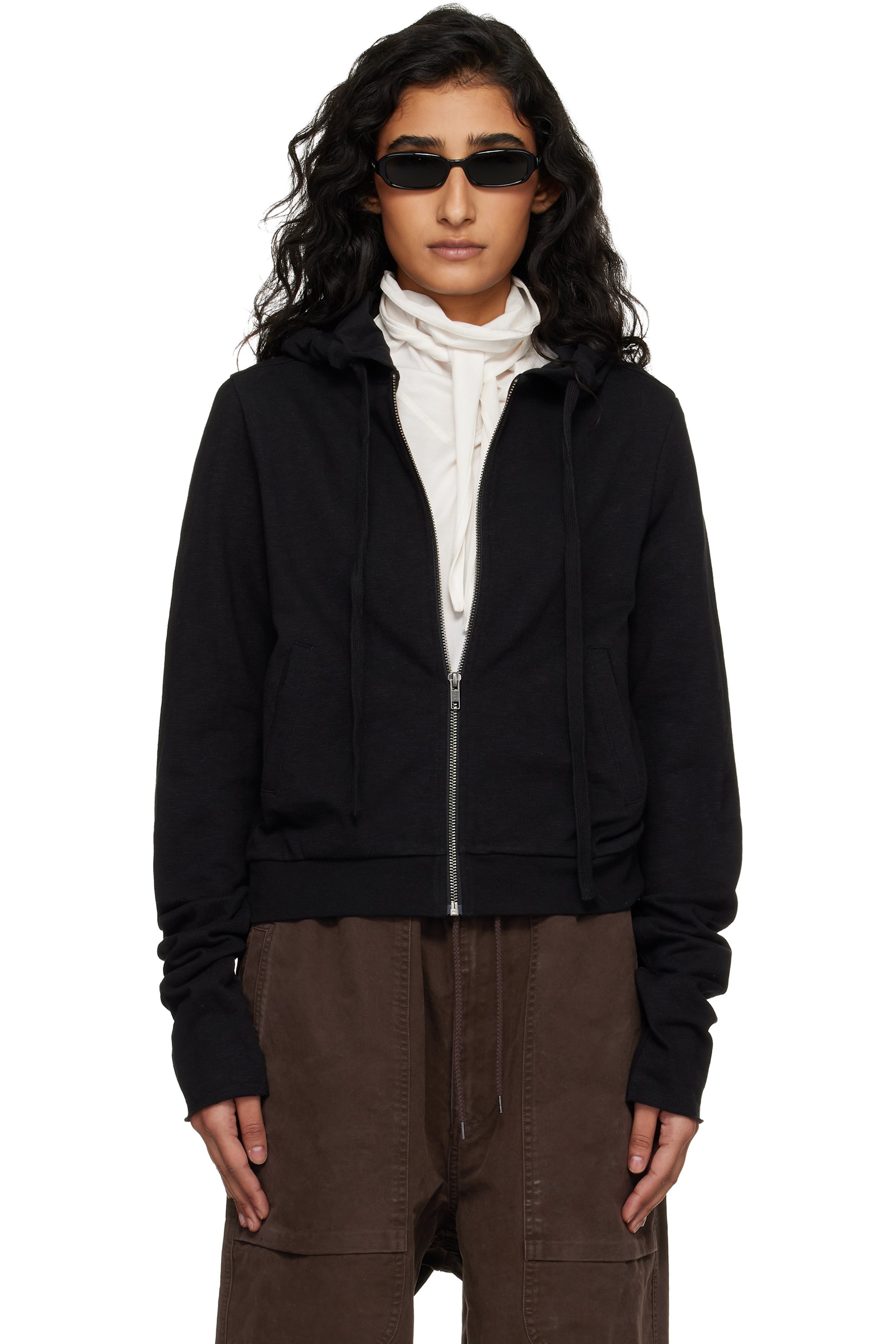 Entire Studios - 黑色 Lightweight Cropped Zip Up 连帽衫