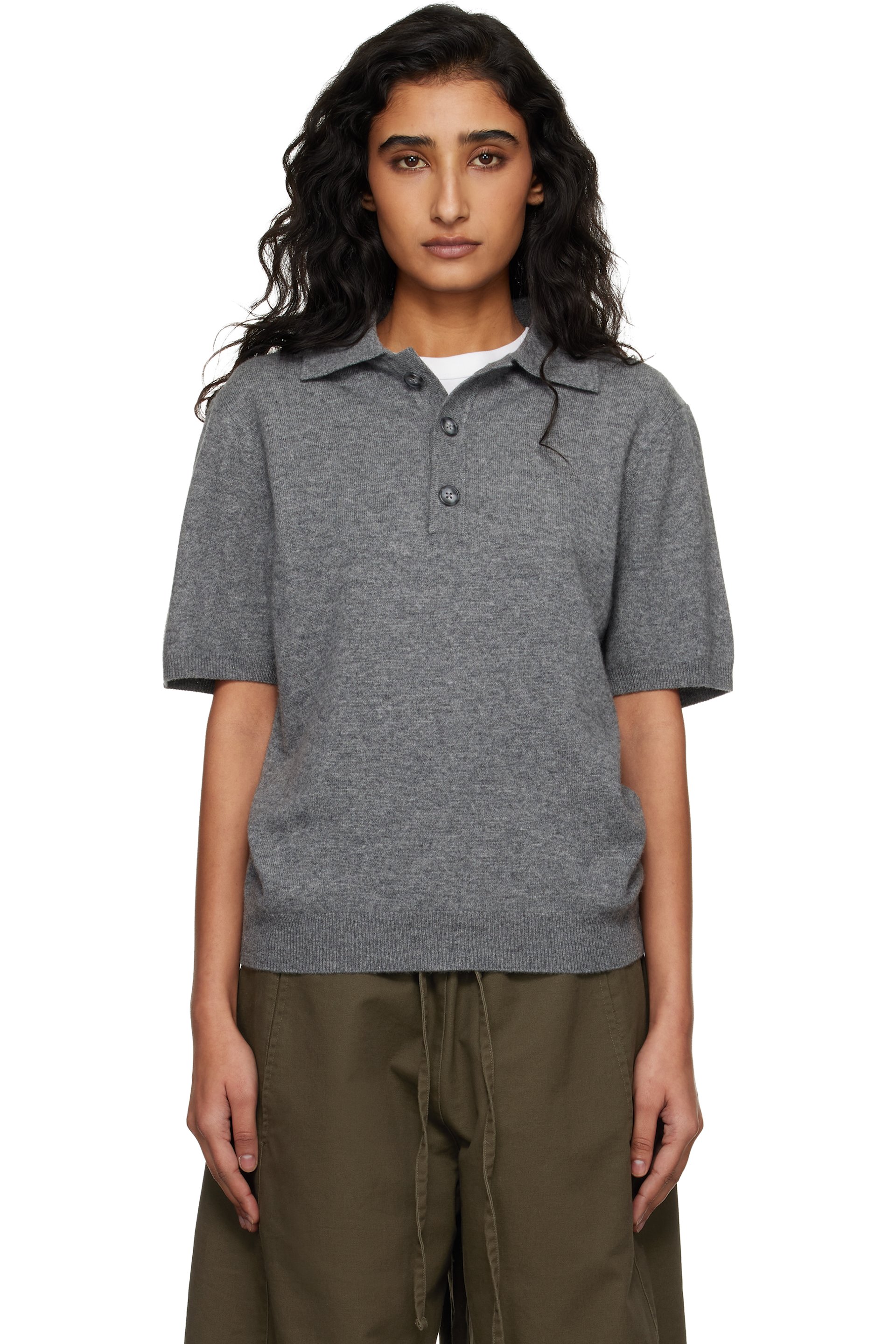 Entire Studios - 灰色 Short Sleeve Knit Polo 衫