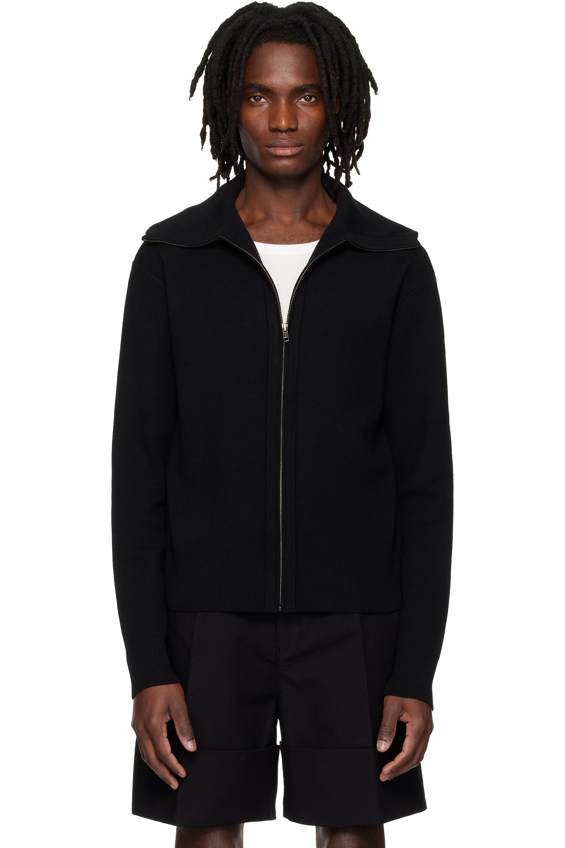 Entire Studios - Black Knit Zip Up Sweater