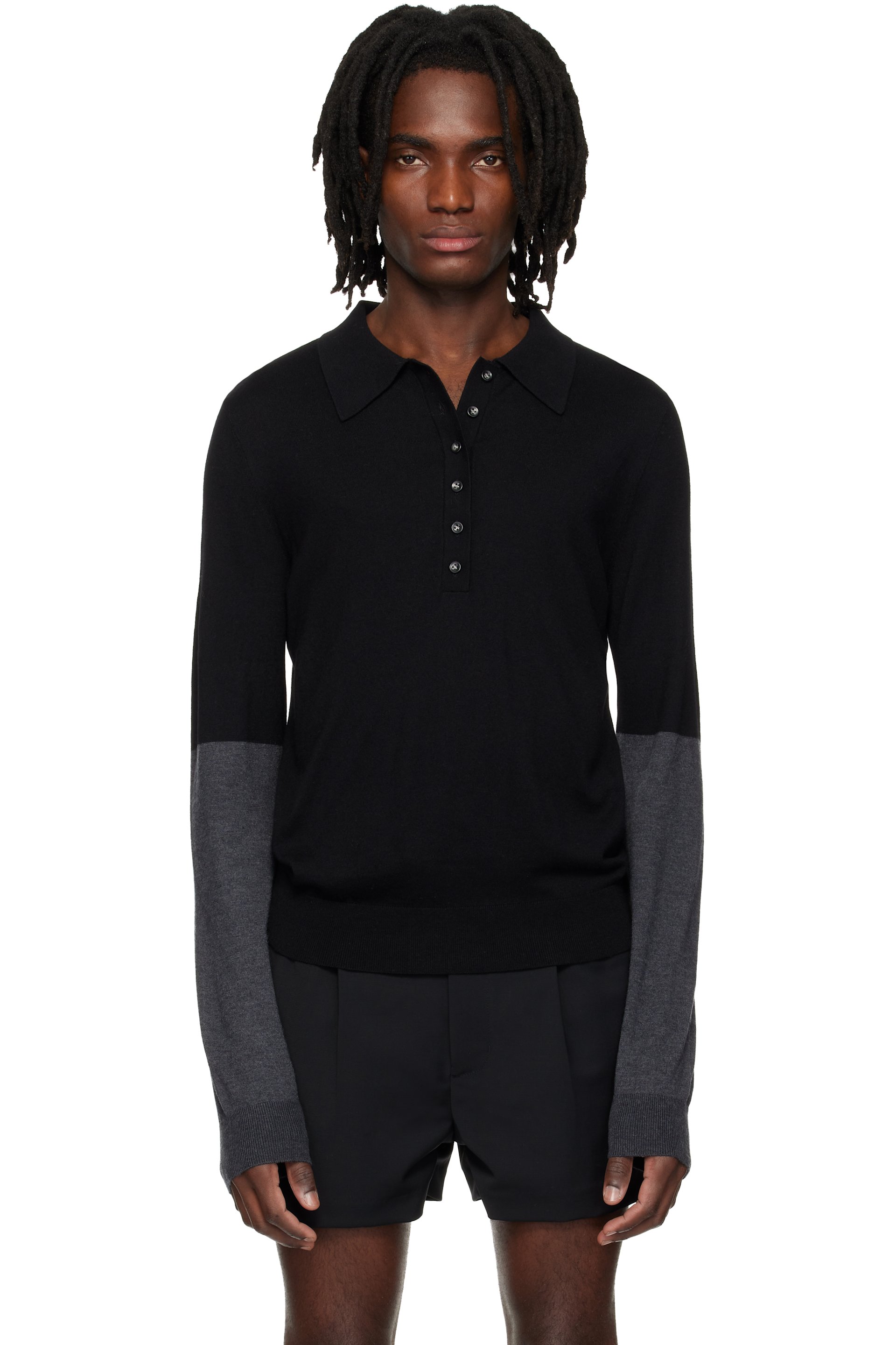 Entire Studios - Black Split Sleeve Polo