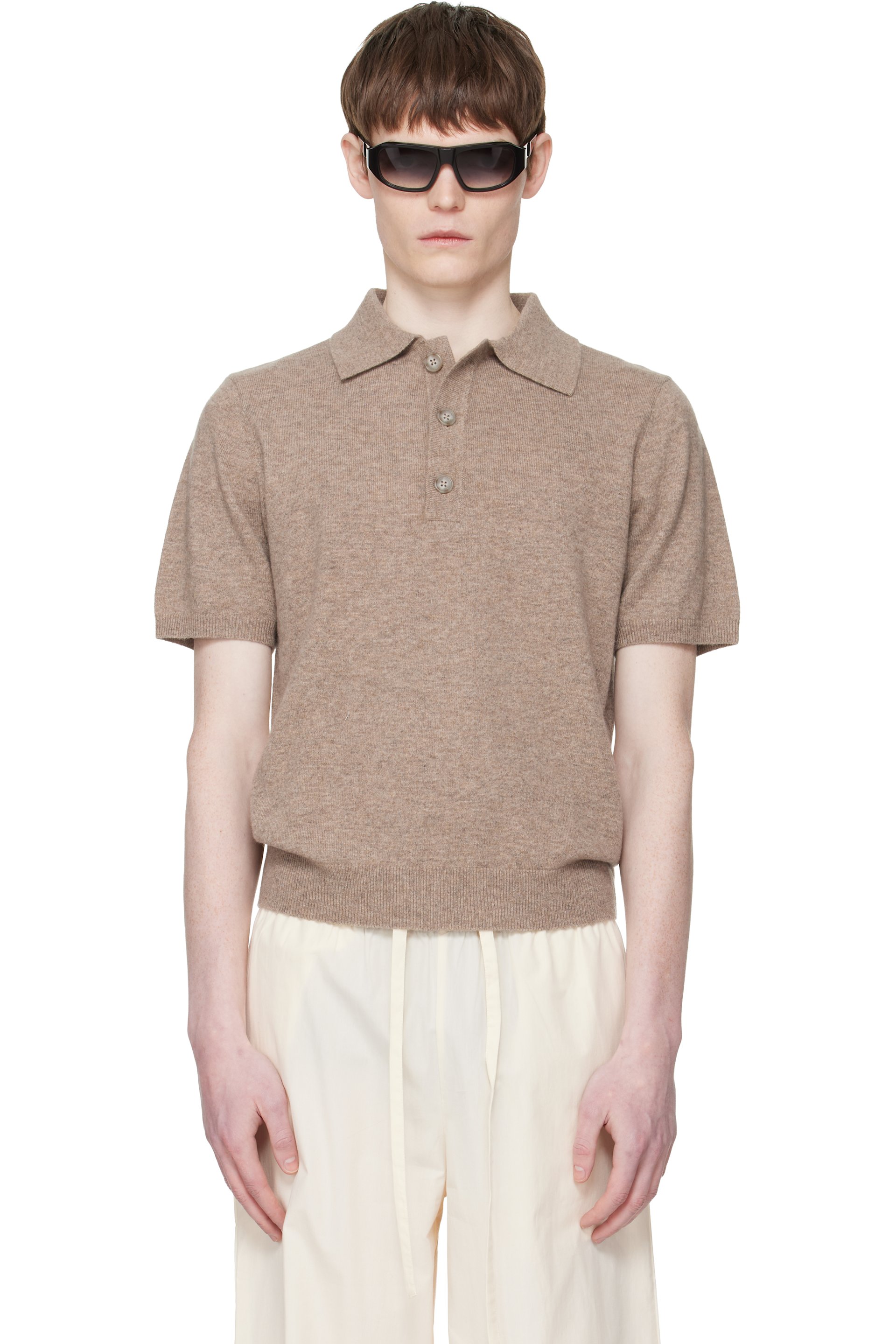 Entire Studios - Beige Short Sleeve Knit Polo