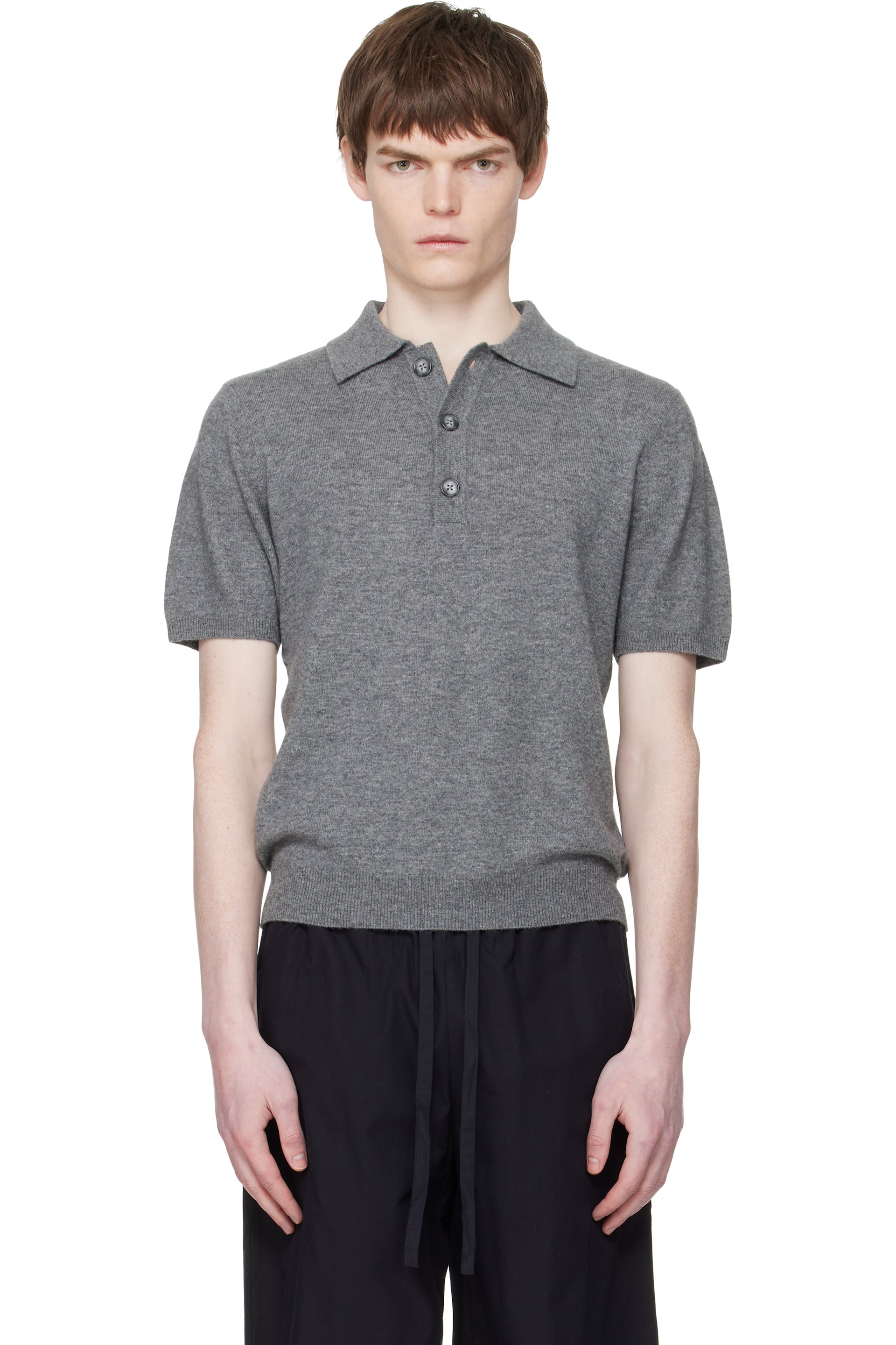Entire Studios - Gray Short Sleeve Knit Polo
