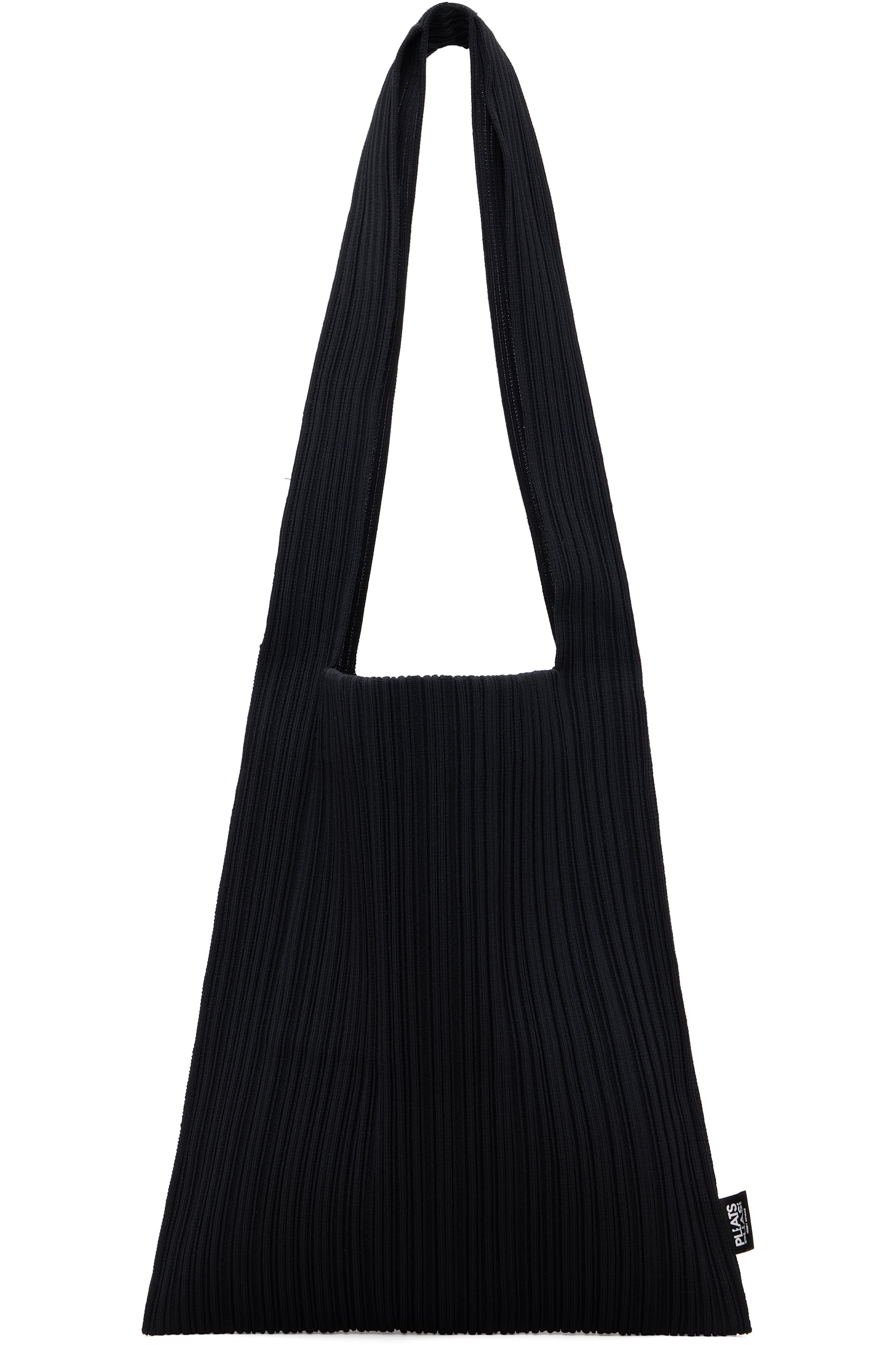 PLEATS PLEASE ISSEY MIYAKE: Black Crepe Knit Tote | SSENSE PLEATS PLEASE ISSEY MIYAKE: Black Crepe Knit Tote | SSENSE