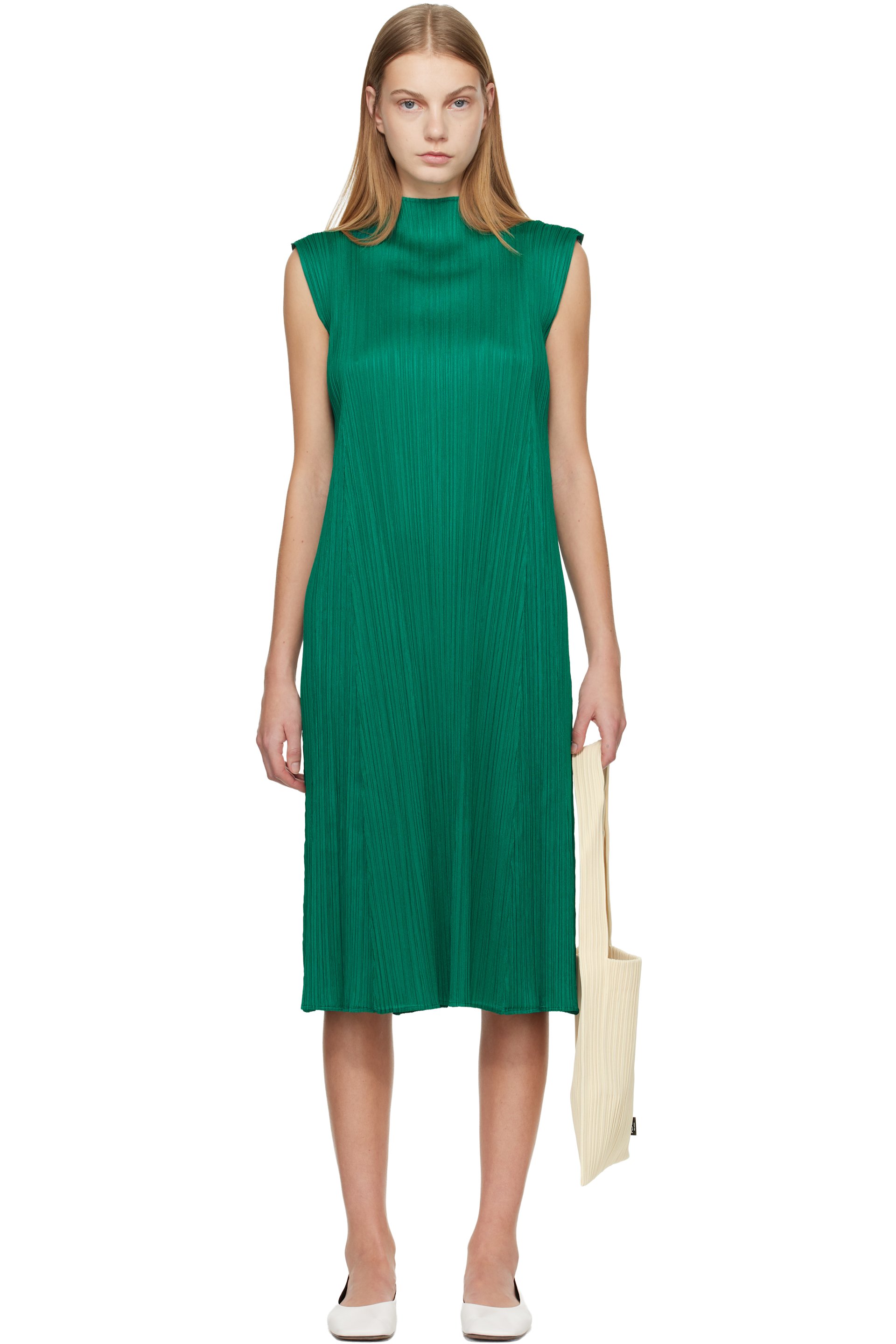 PLEATS PLEASE ISSEY MIYAKE - Robe midi Monthly Colors November verte