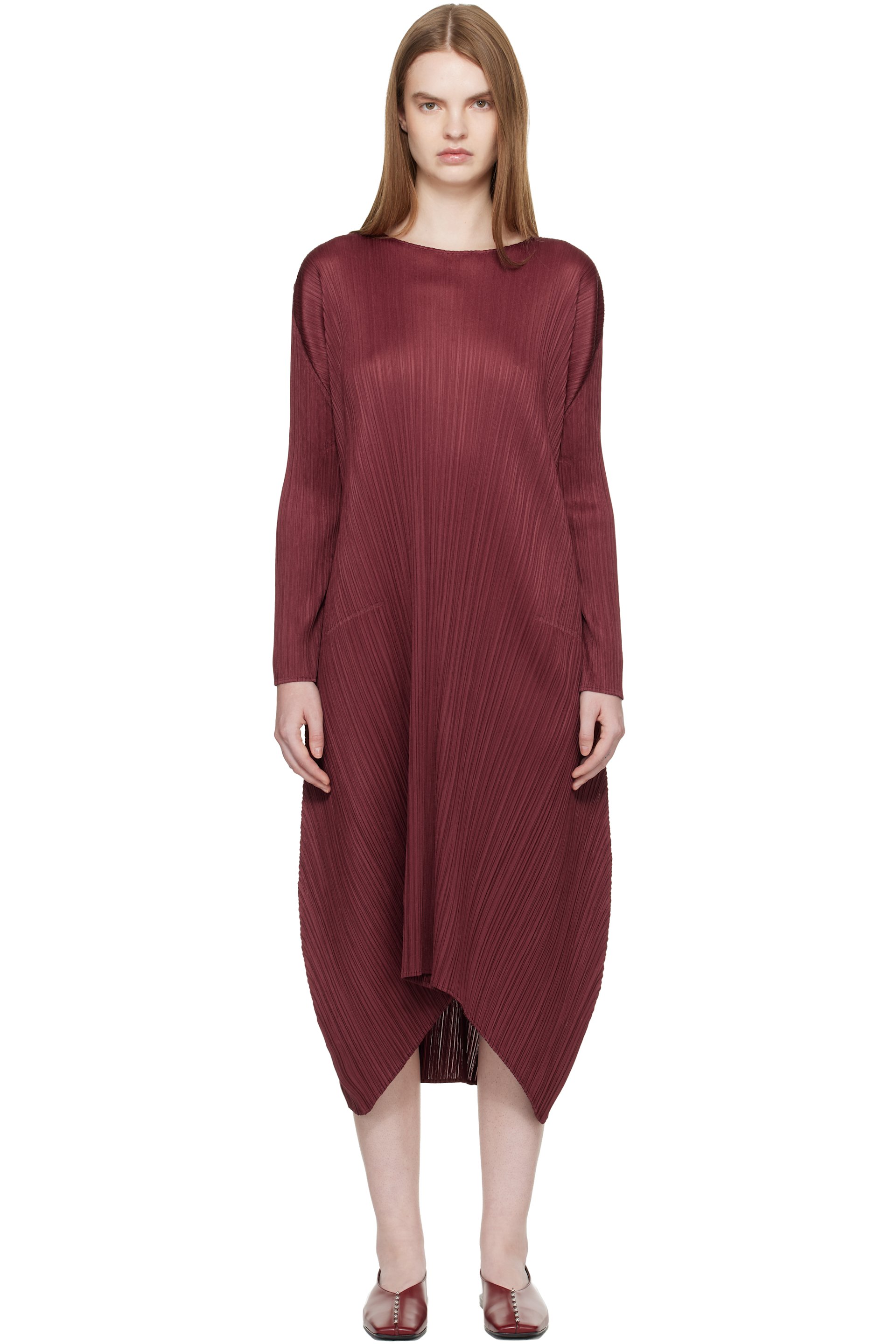 PLEATS PLEASE ISSEY MIYAKE - Robe midi Monthly Colors October bourgogne