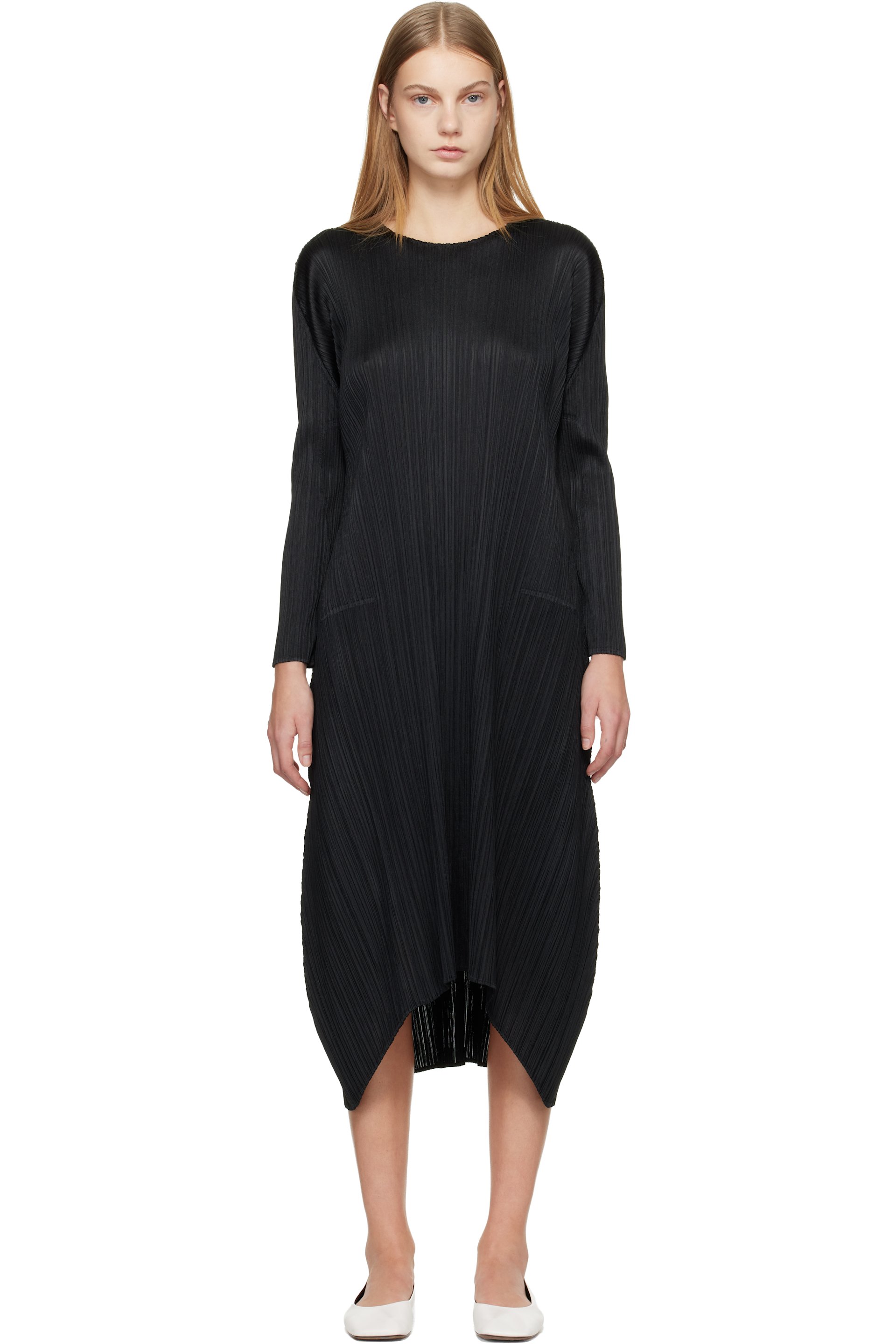PLEATS PLEASE ISSEY MIYAKE - Robe midi Monthly Color October noire