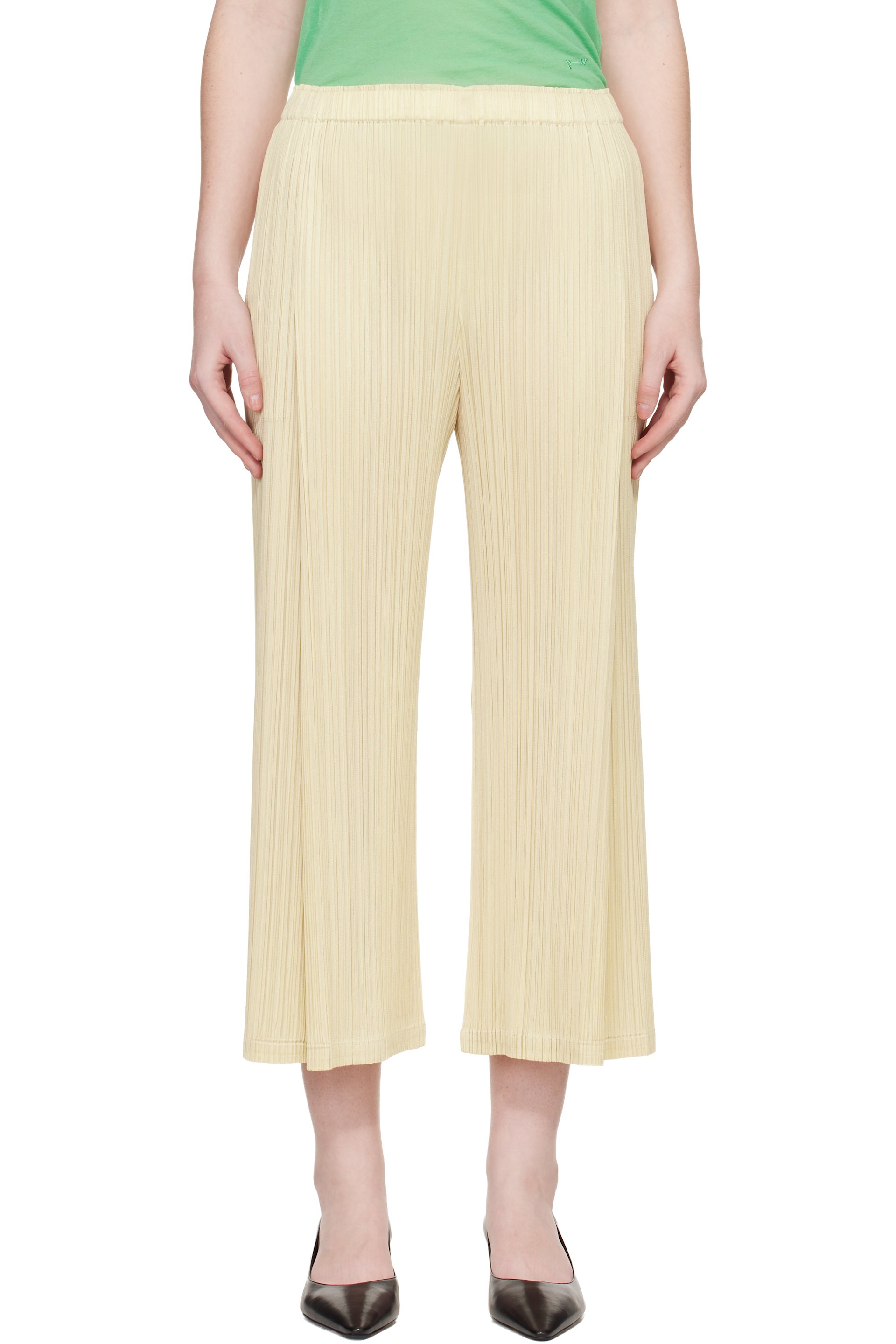 PLEATS PLEASE ISSEY MIYAKE - Pantalon Monthly Colors December jaune