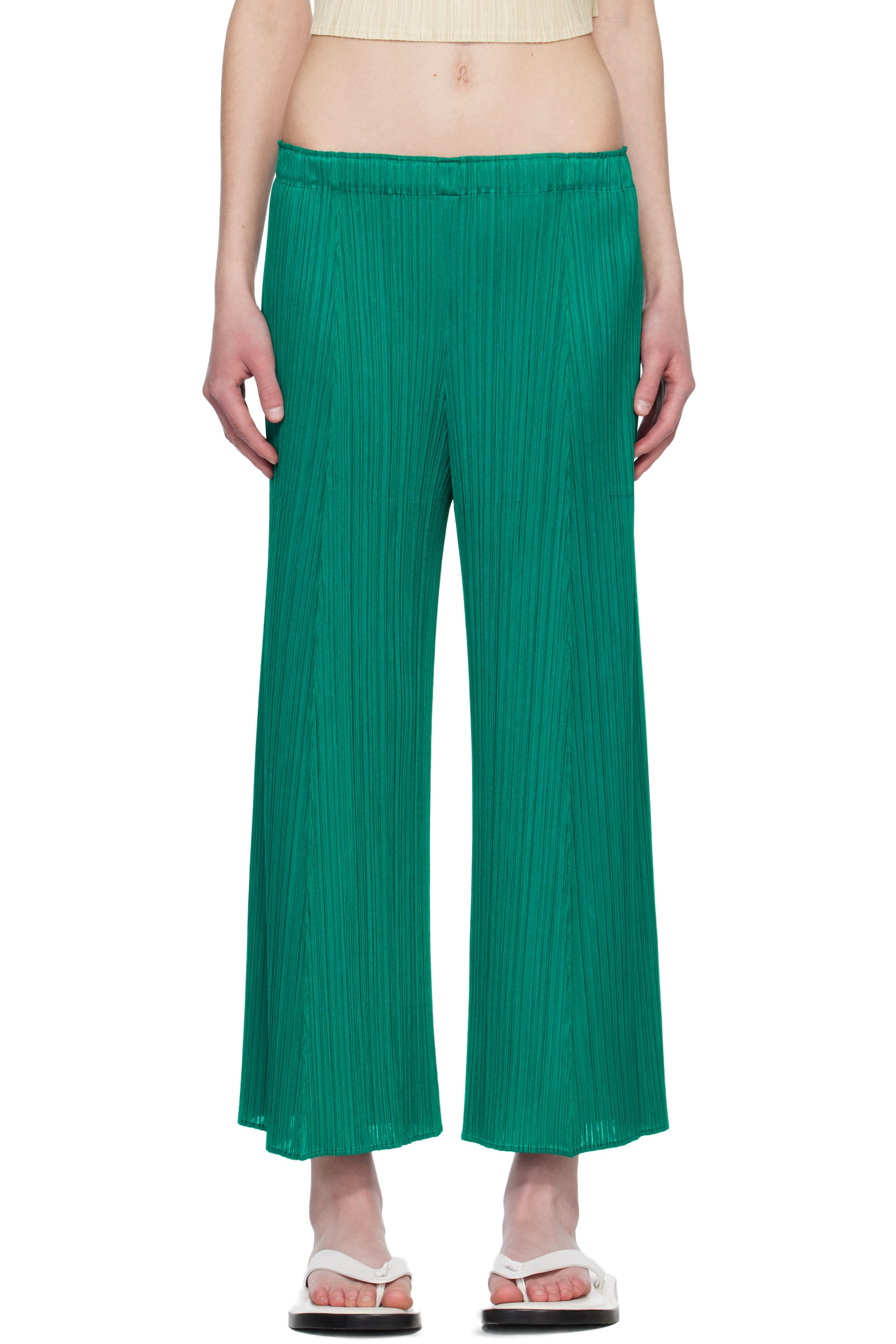PLEATS PLEASE ISSEY MIYAKE - Pantalon Monthly Colors November vert