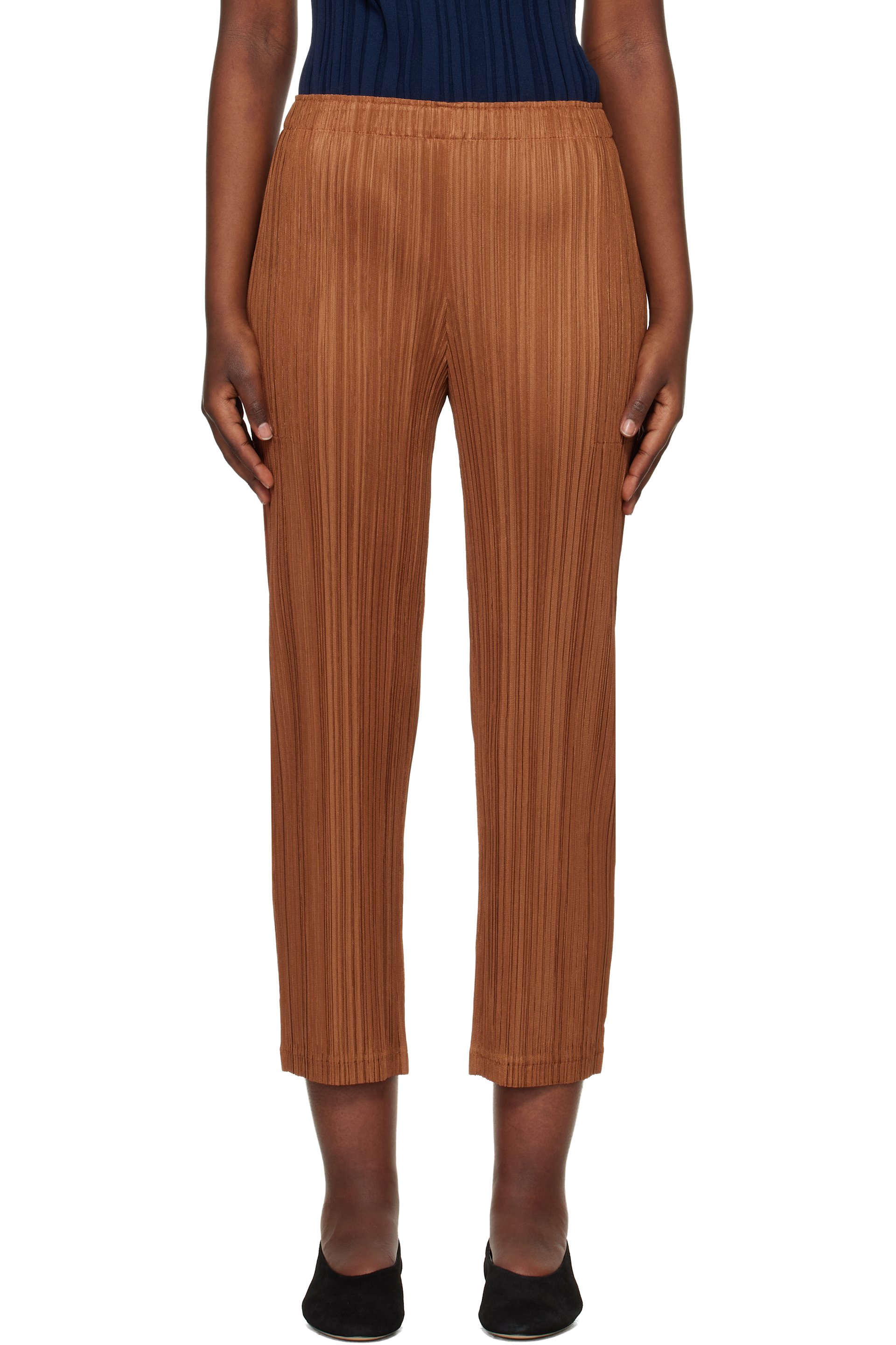 PLEATS PLEASE ISSEY MIYAKE - Pantalon Thicker 2 brun clair