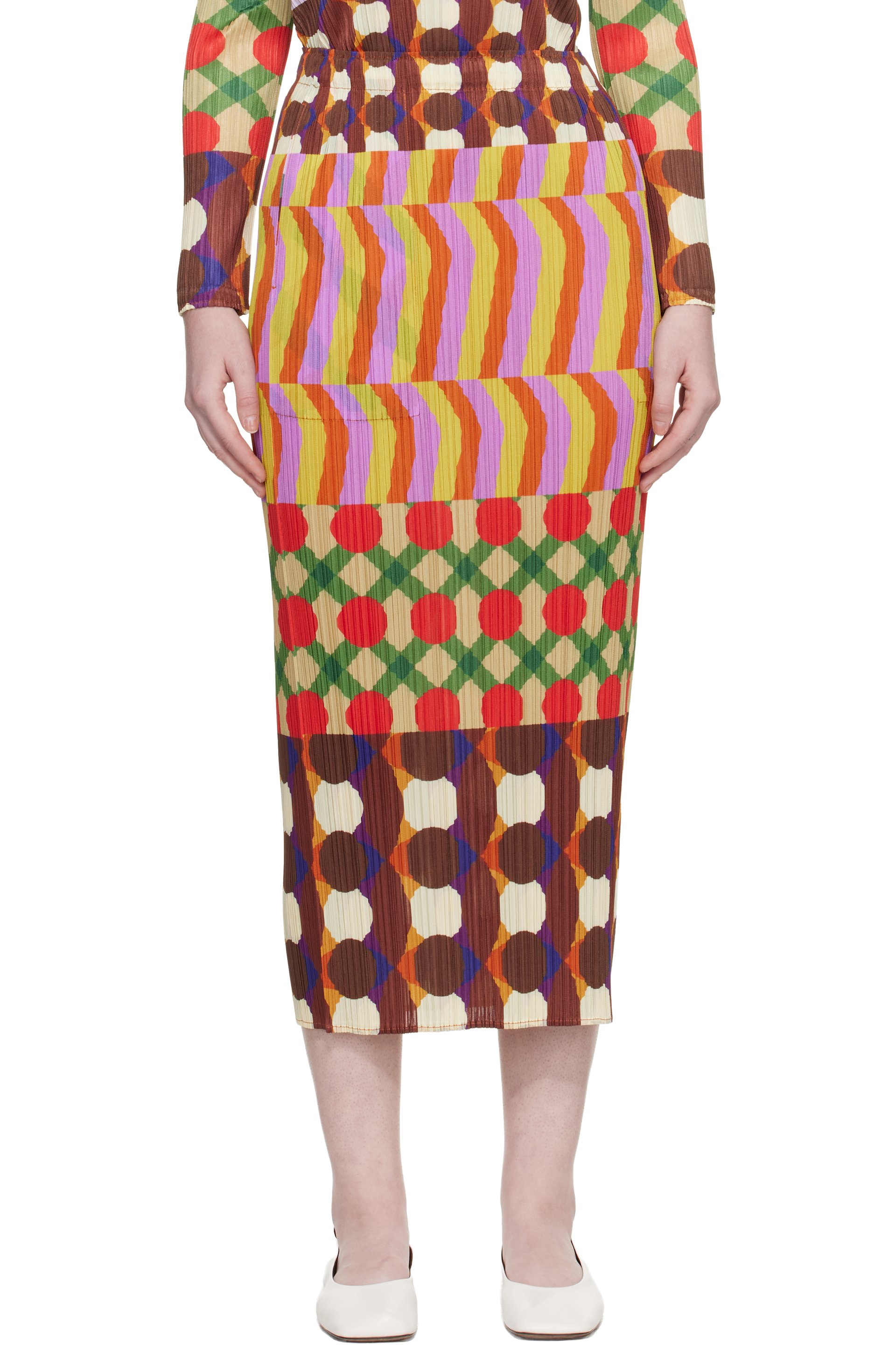 PLEATS PLEASE ISSEY MIYAKE - Jupe longue Harmony multicolore