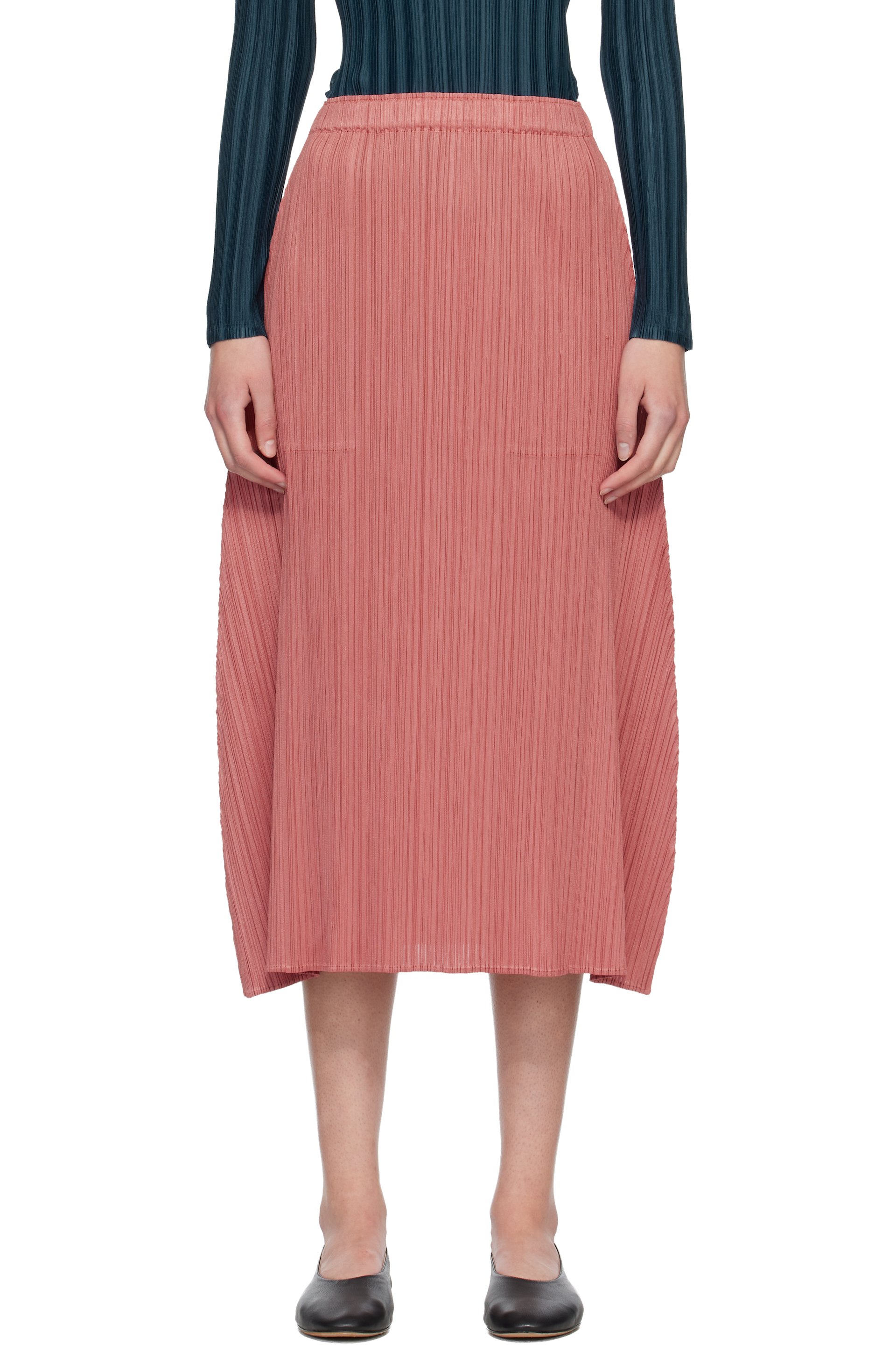 PLEATS PLEASE ISSEY MIYAKE - Jupe longue Monthly Colors October rose