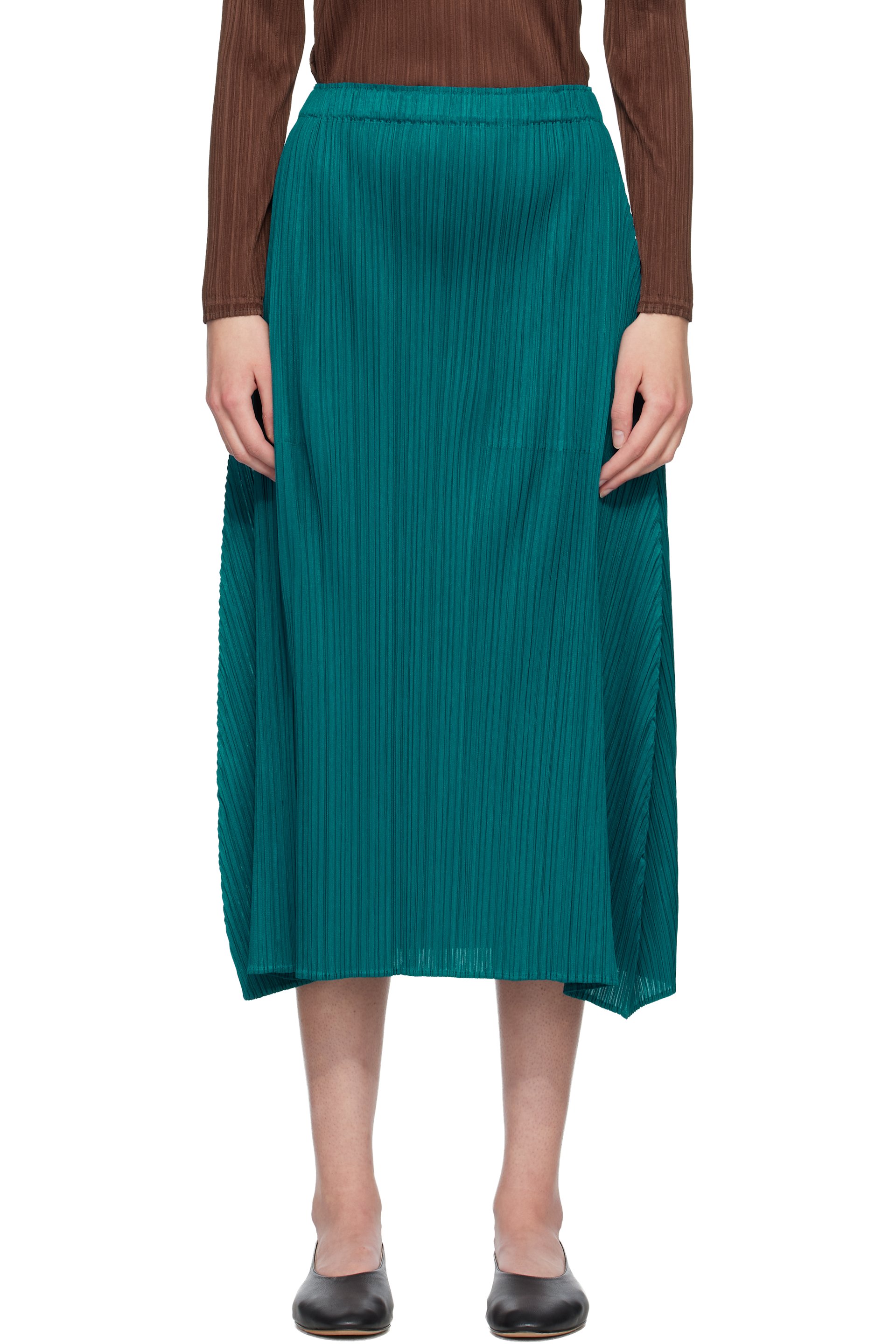 PLEATS PLEASE ISSEY MIYAKE: Blue Monthly Colors October Maxi Skirt