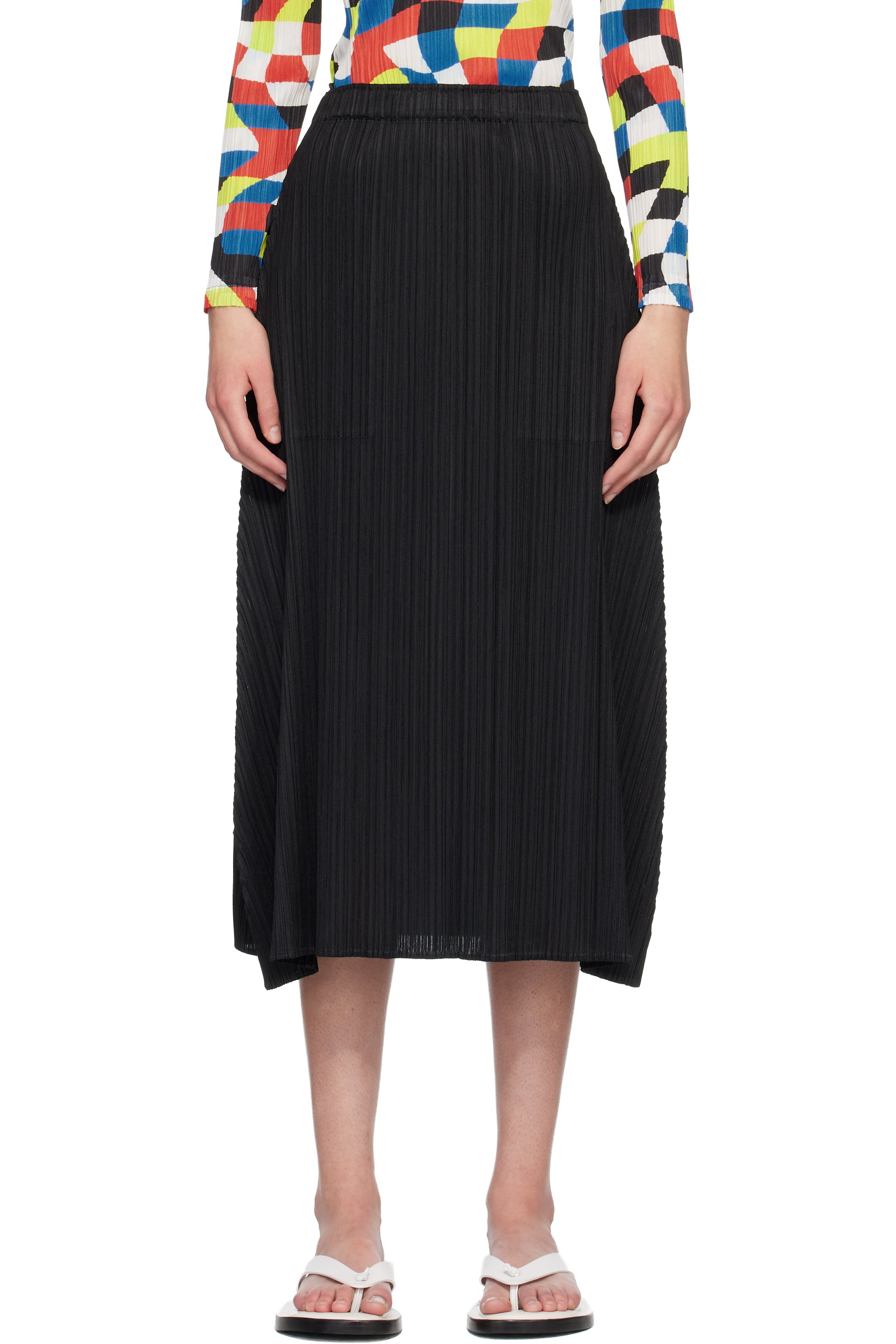 PLEATS PLEASE ISSEY MIYAKE - Jupe longue Monthly Colors October noire