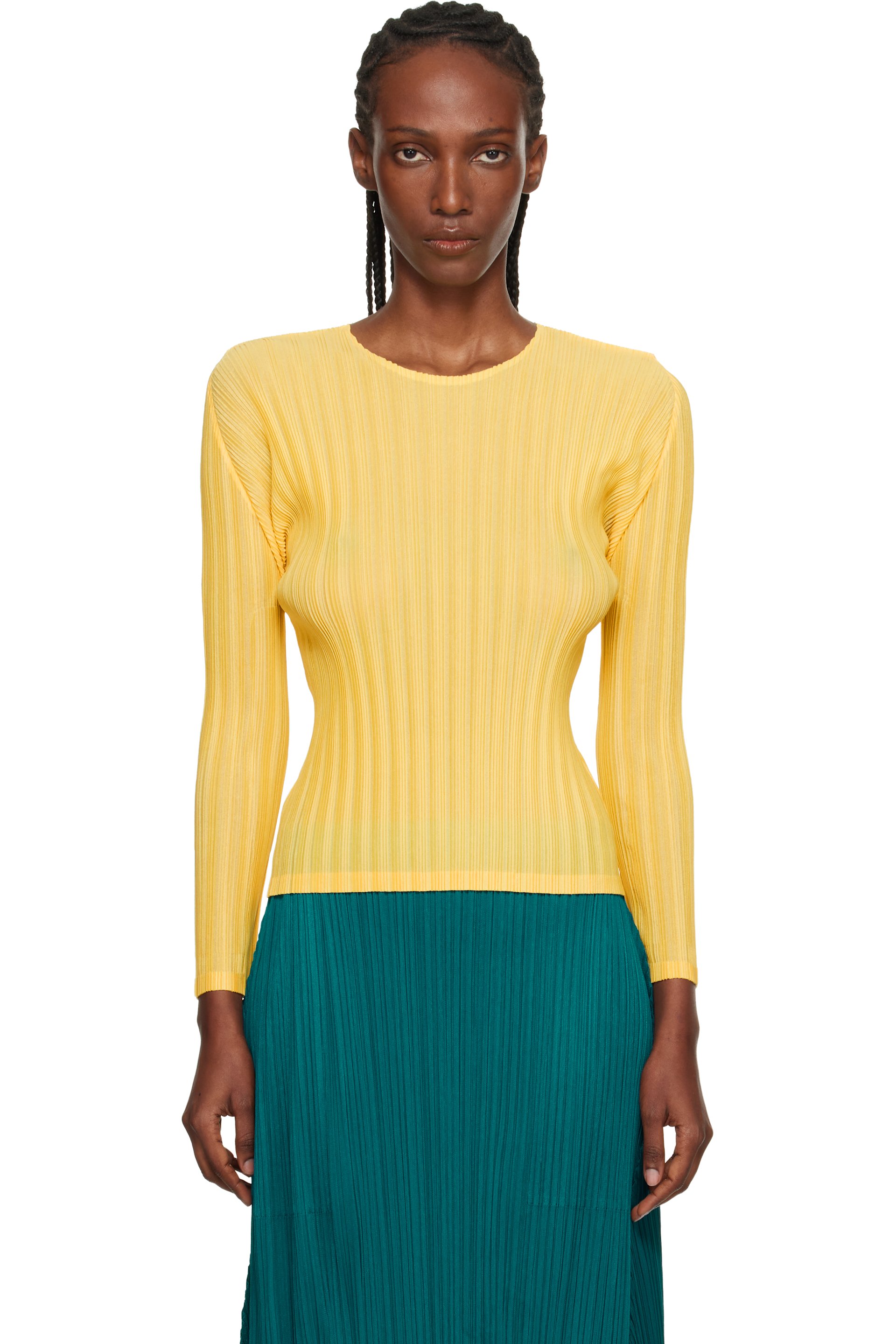 PLEATS PLEASE ISSEY MIYAKE - T-shirt January jaune à plis