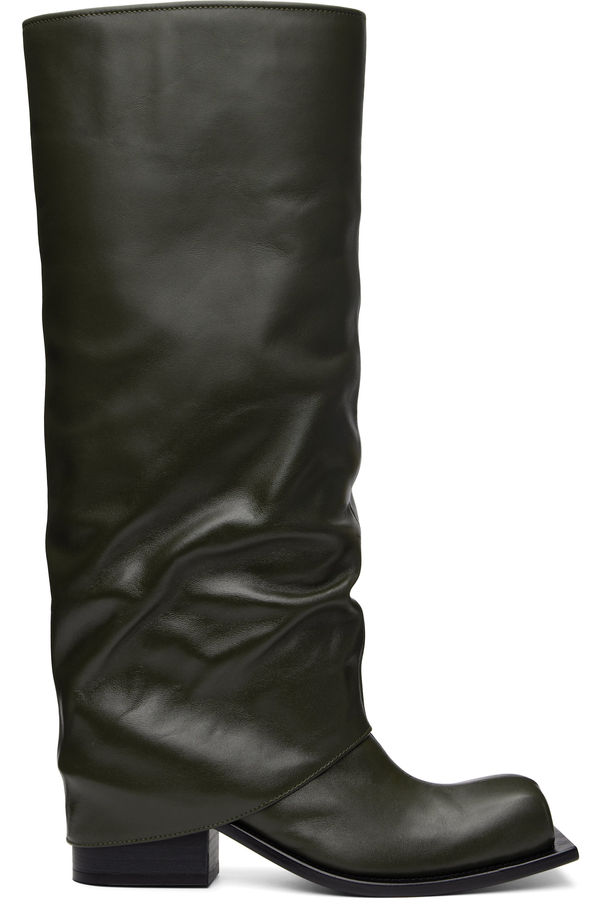 FIDAN NOVRUZOVA - Khaki Havva Chunky Heel Tall Boots