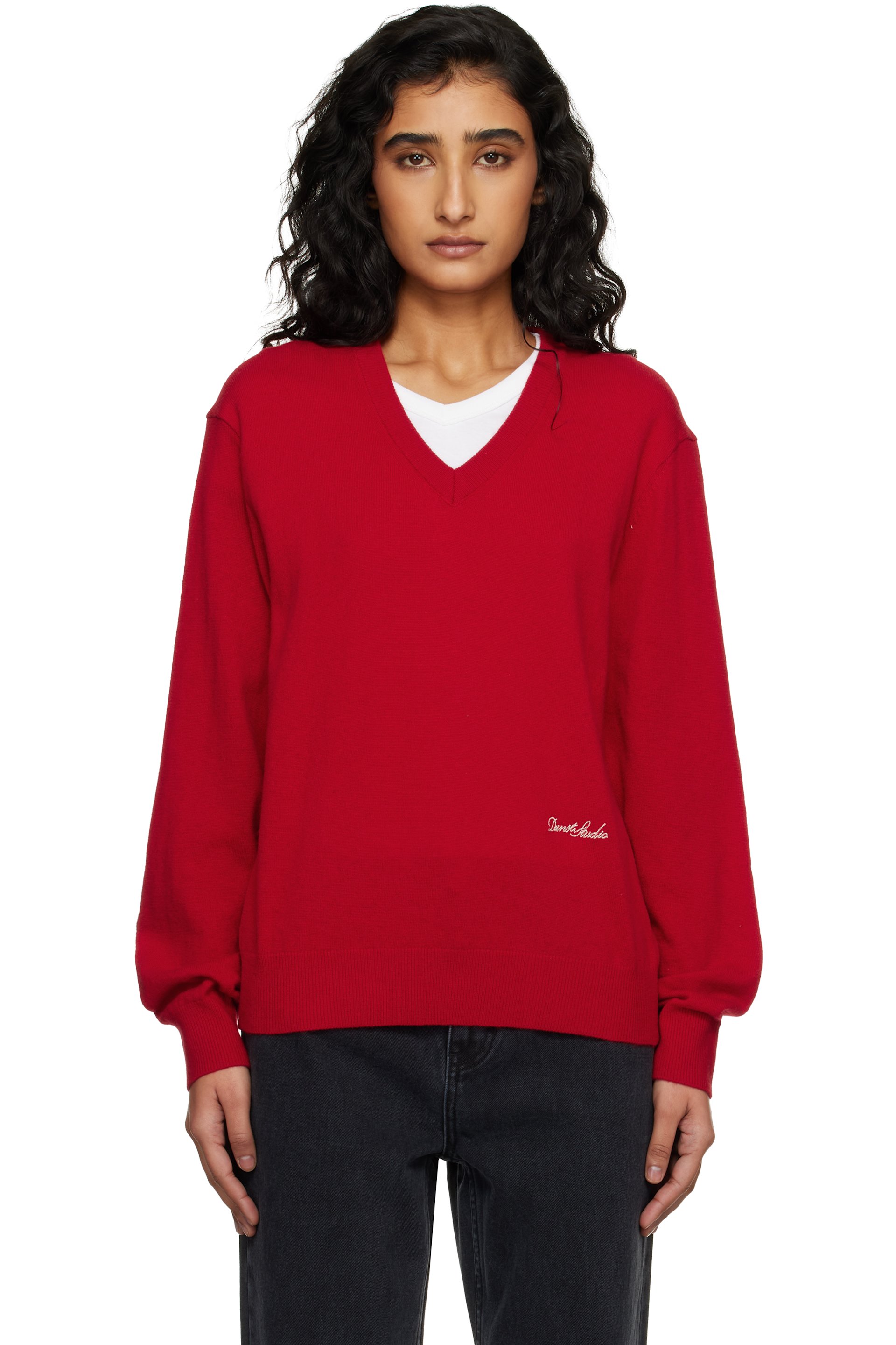 Dunst - Red Soft V-Neck Sweater