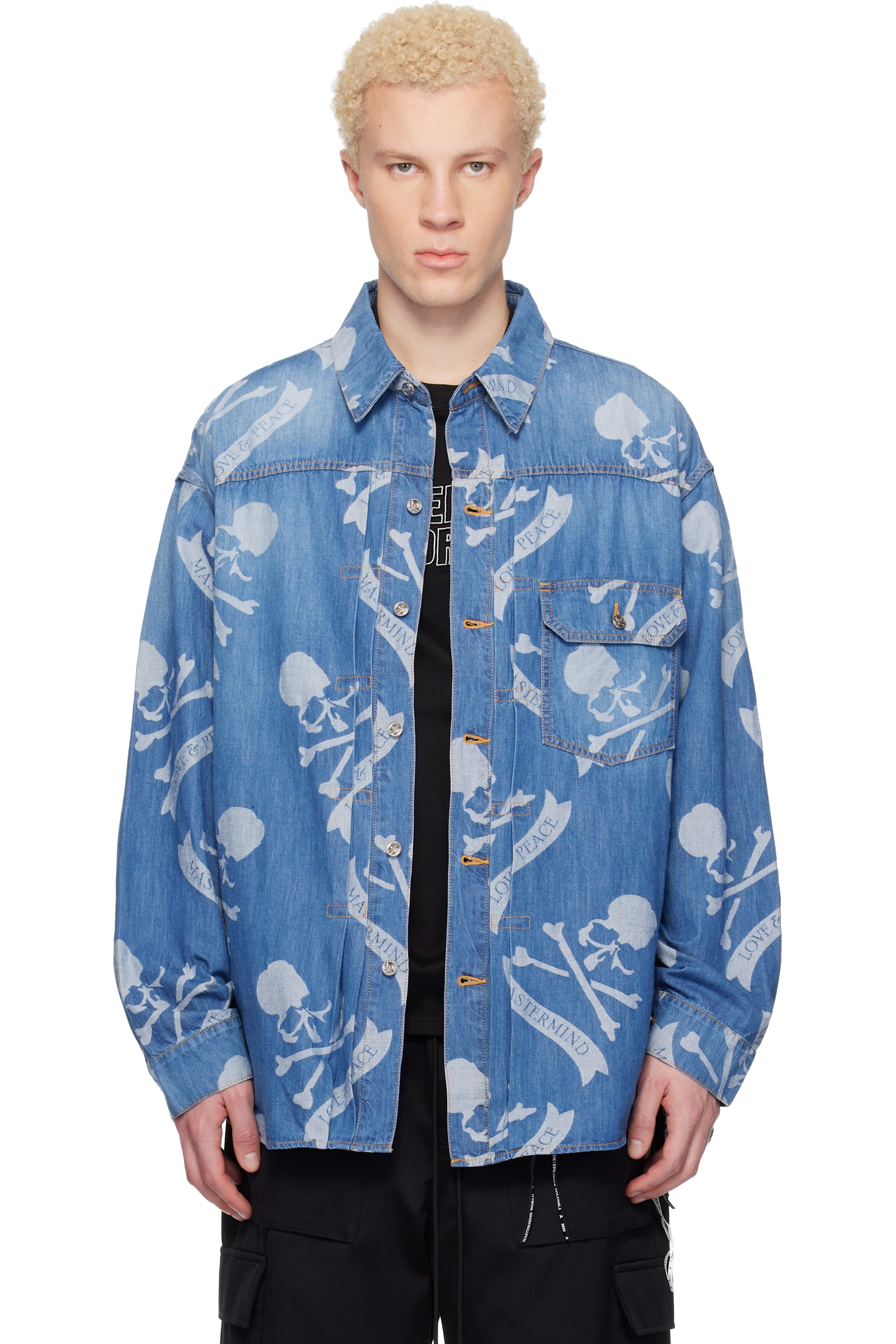 MASTERMIND WORLD - Blue MW Long Sleeve Denim Shirt