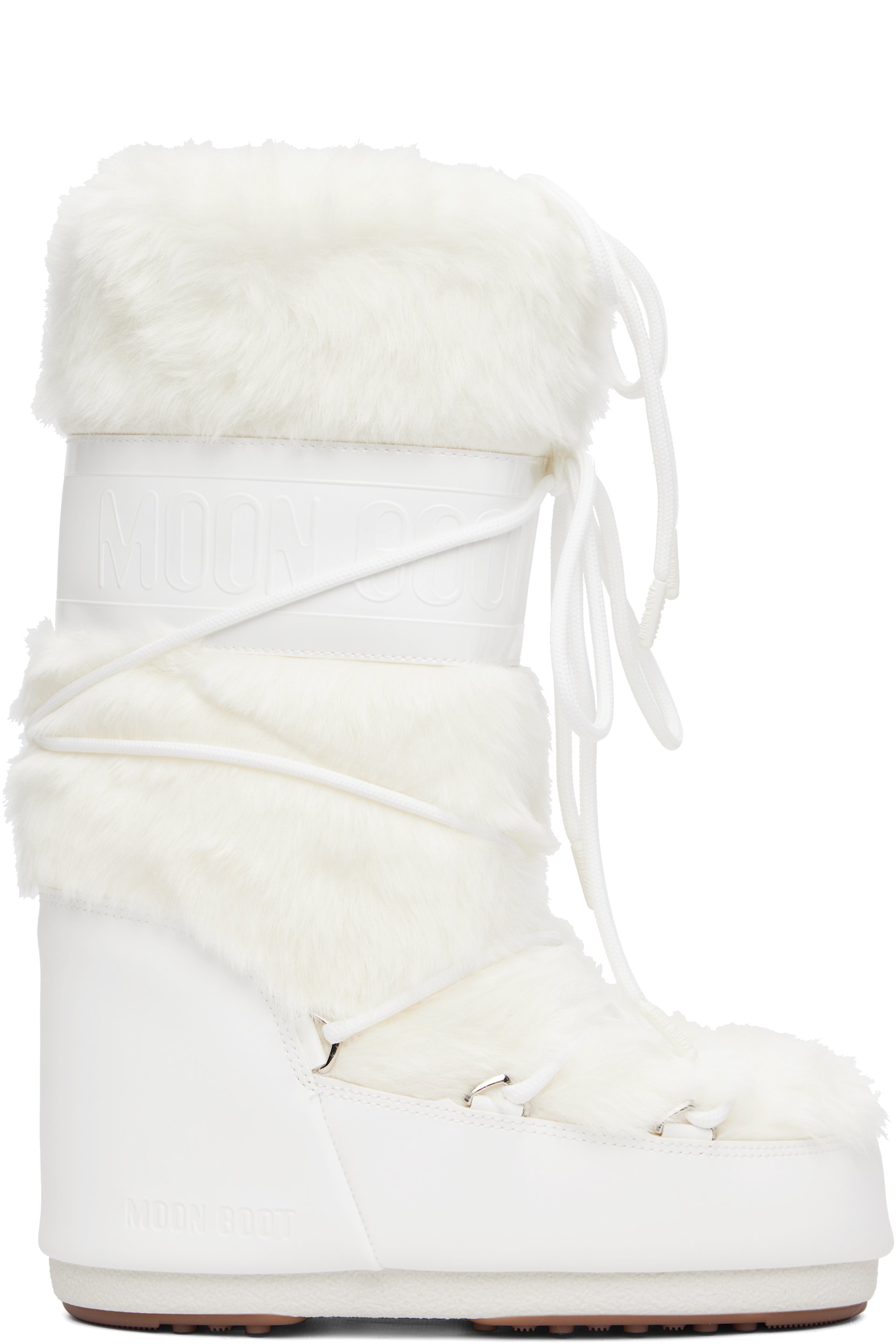 MOON BOOT ホワイト ファーブーツ White Icon Faux-Fur Boots by Moon Boot on Sale