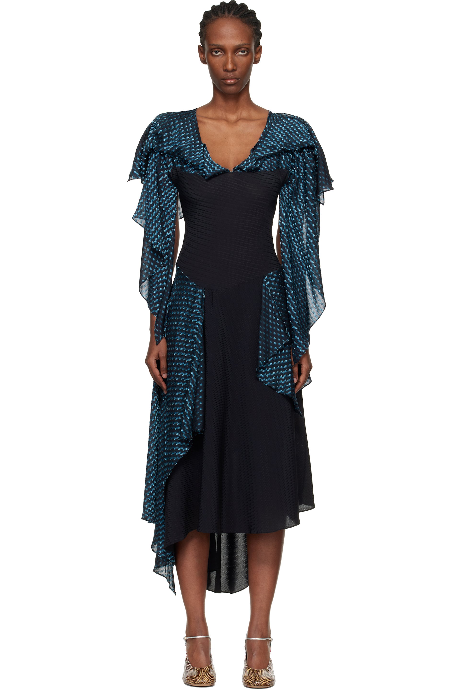Kiko Kostadinov - Black & Blue Plexus Midi Dress