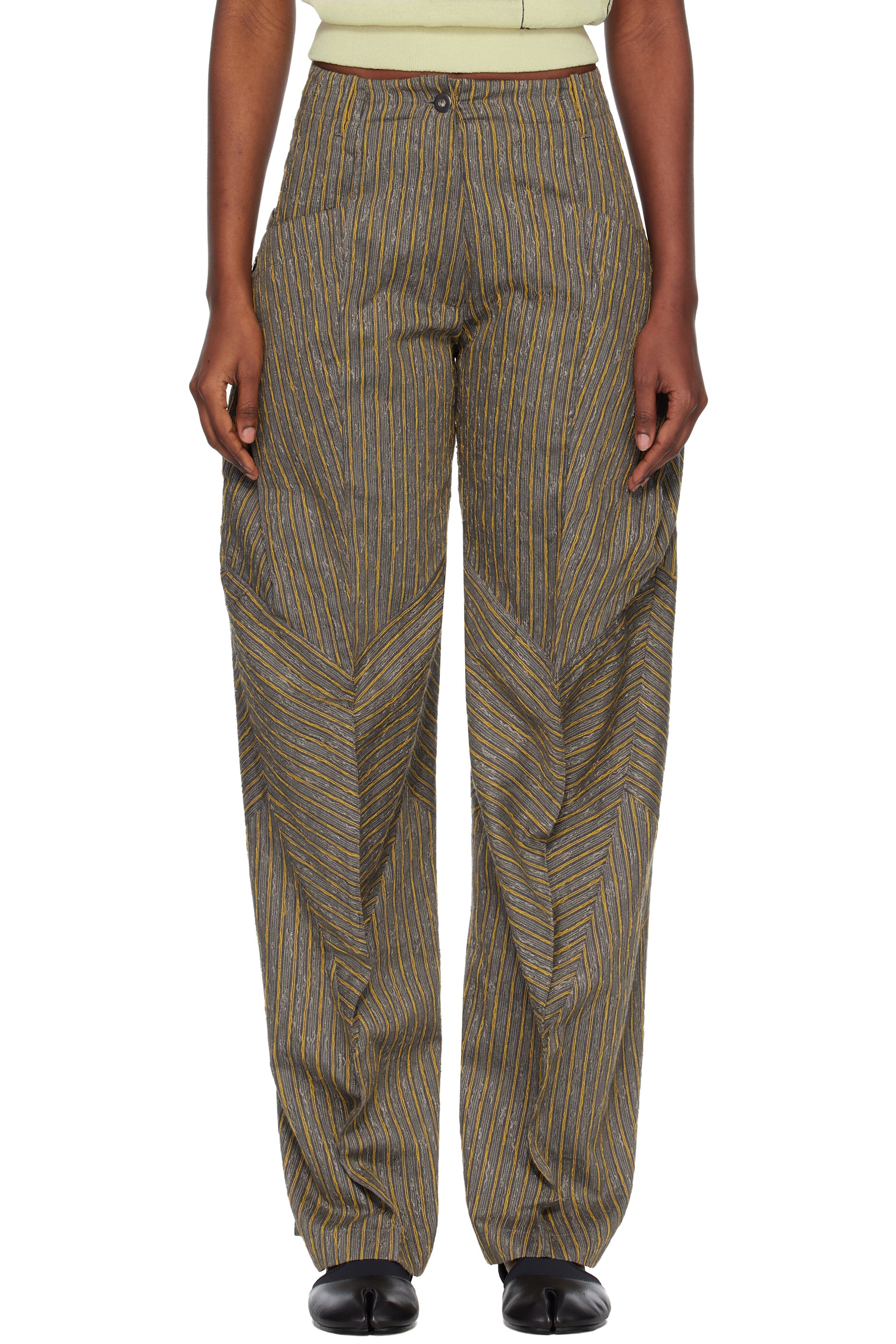 Kiko Kostadinov - Pantalon Centennial gris et jaune