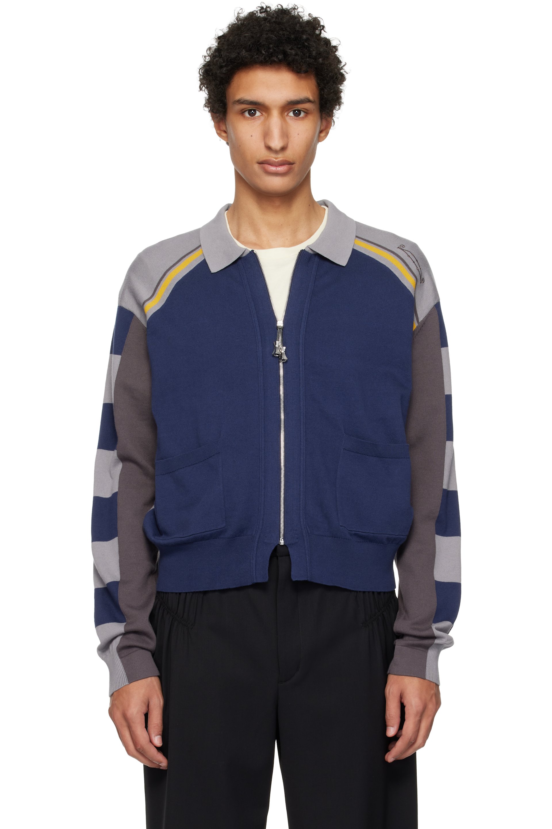 Kiko Kostadinov - Gray & Blue Kest Cardigan