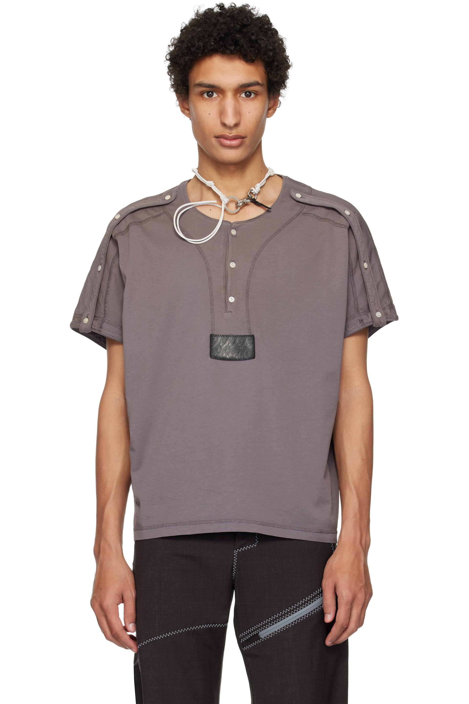 Kiko Kostadinov - 灰色 Sargo Short Sleeve 亨利衫