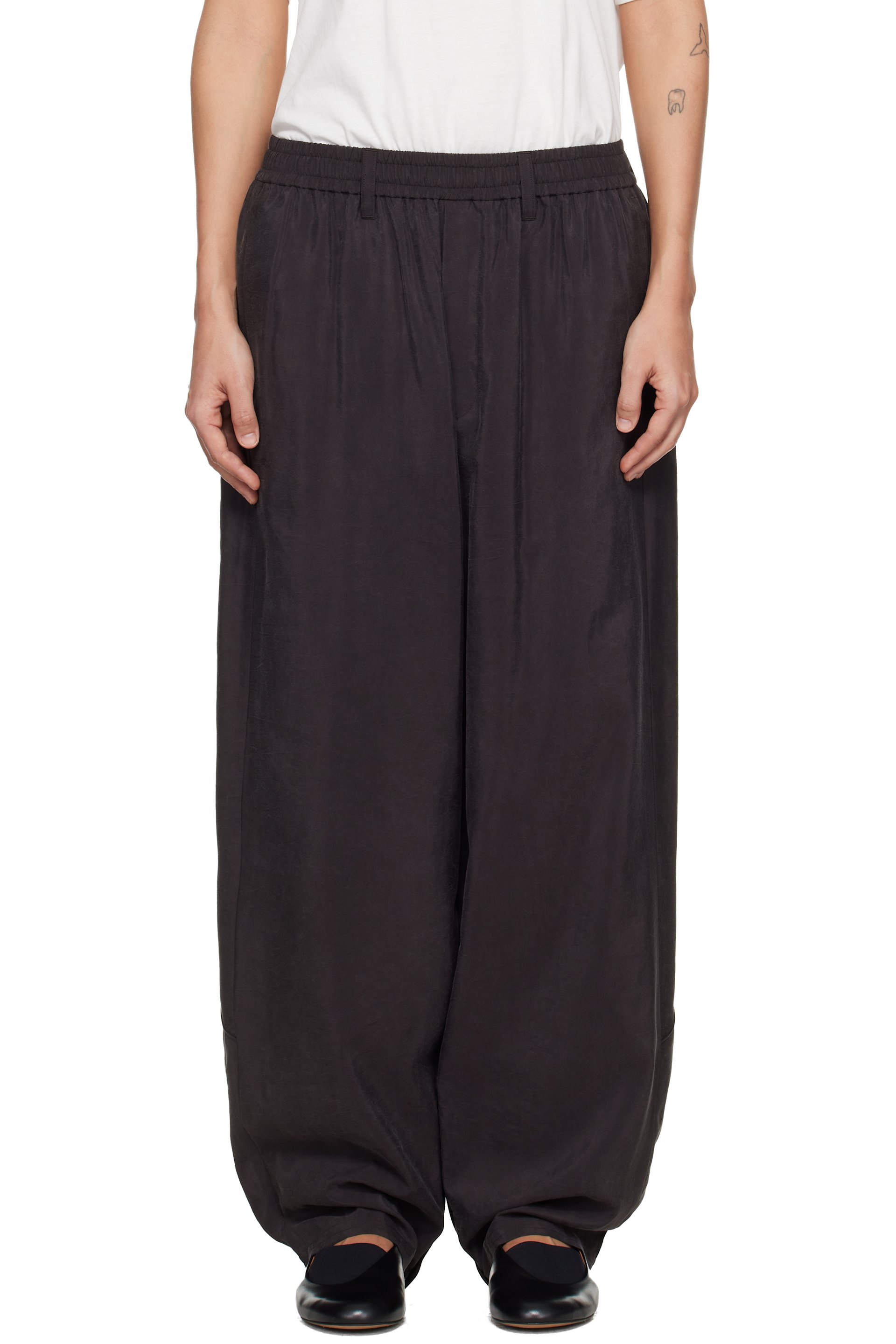 ssstein - Brown Silk Nylon Track Trousers