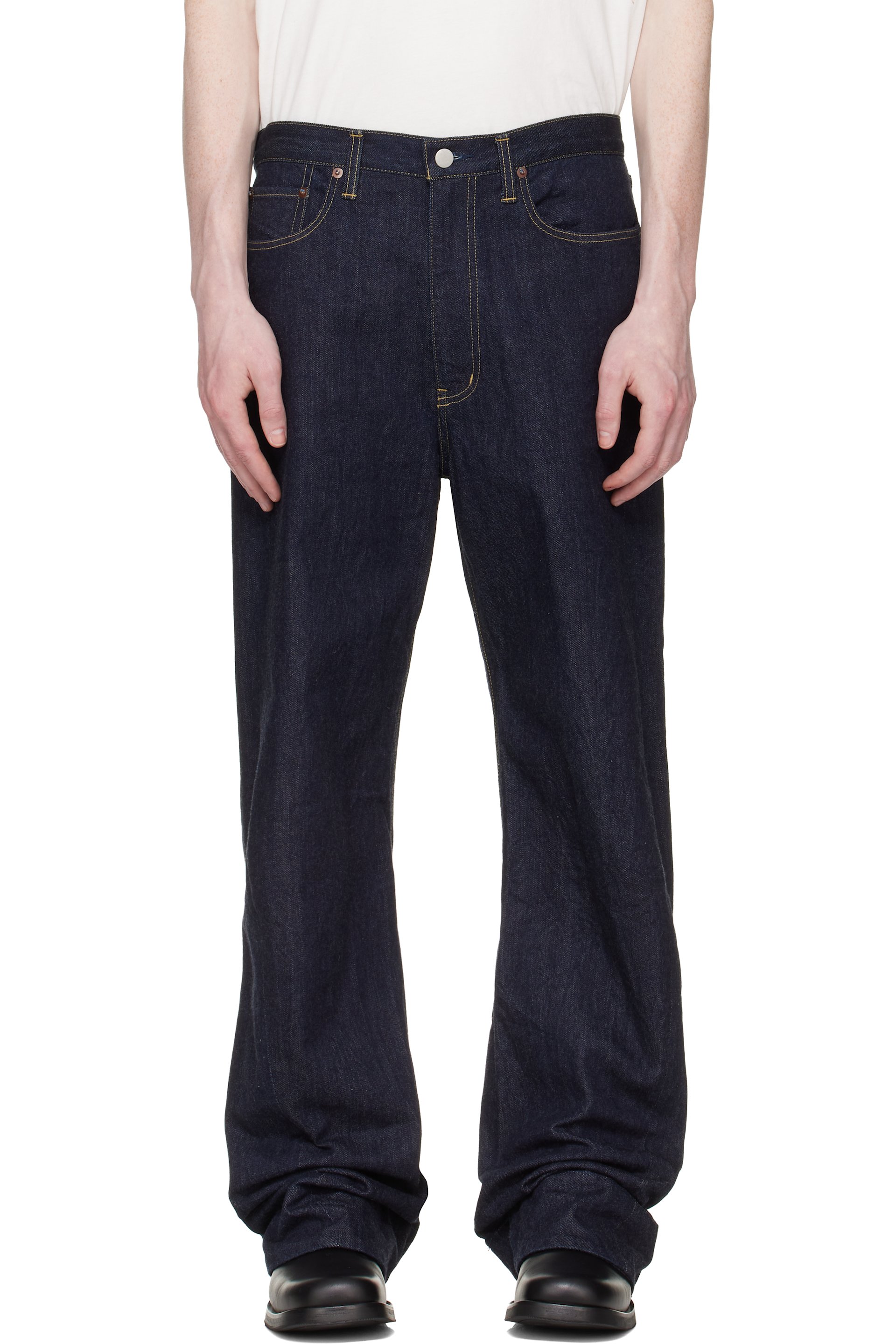 ssstein - Navy Twist Cut Jeans