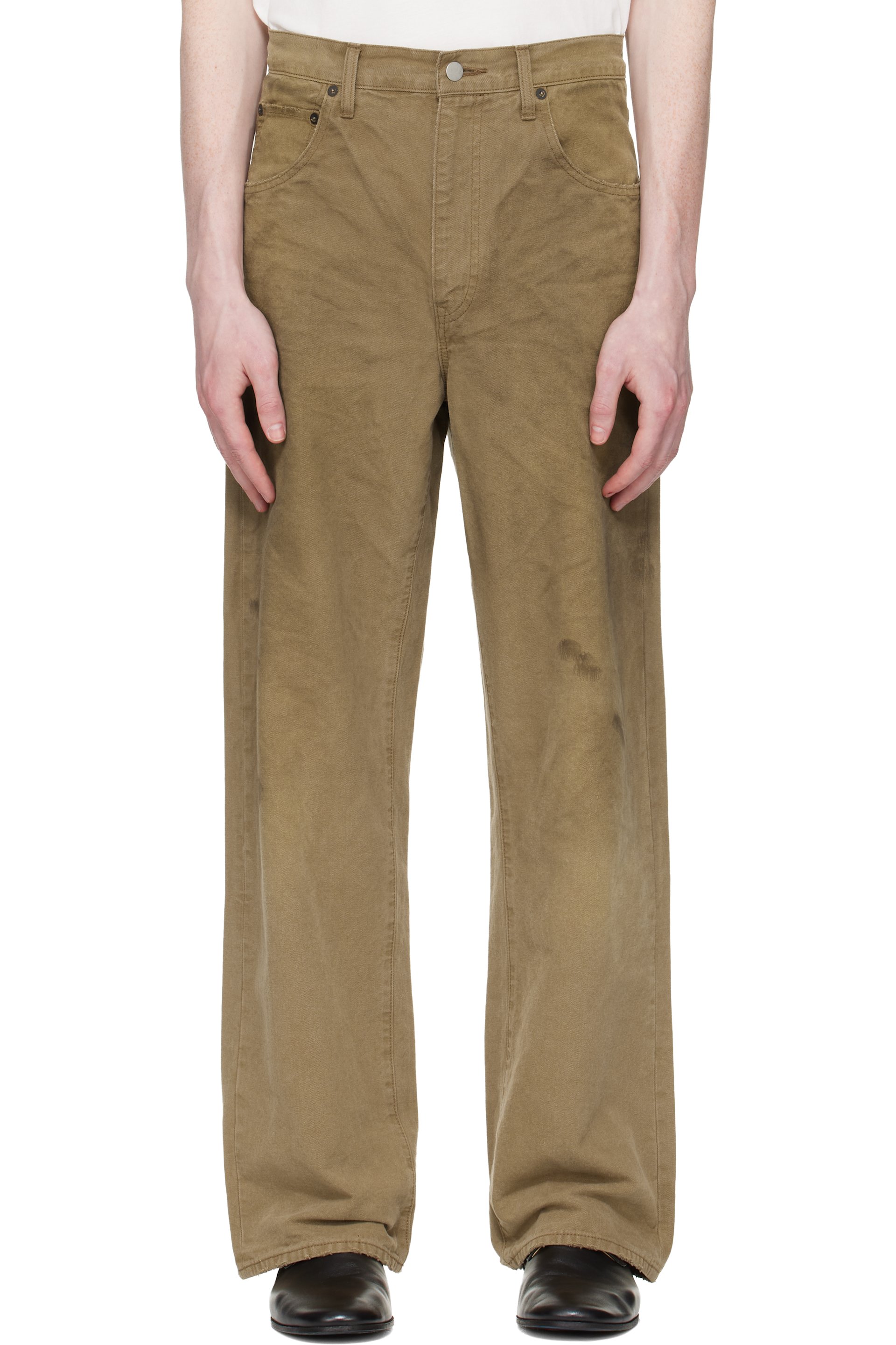 ssstein - Khaki Sulfur Dyed Oxford Vintage Wide Trousers