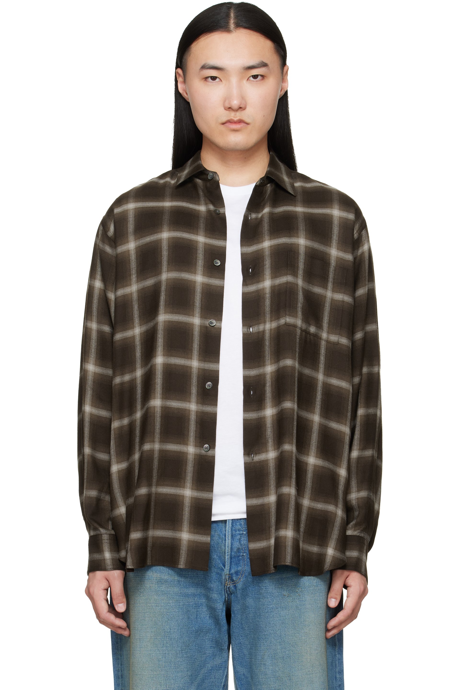 ssstein - Brown Check Oversized LS Shirt